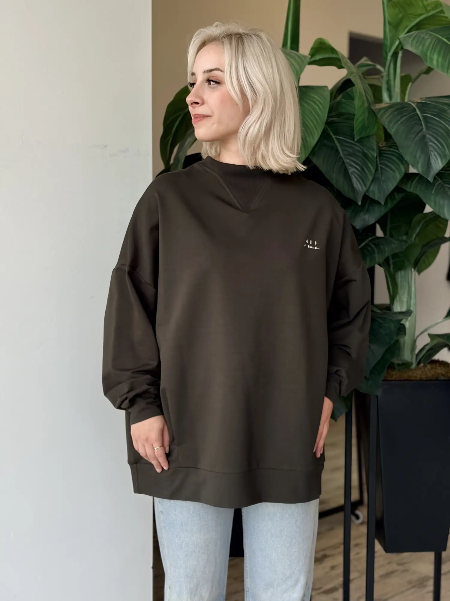 Almarwah Kontrast Ribana Detaylı Sweat Tunik ALL1001
