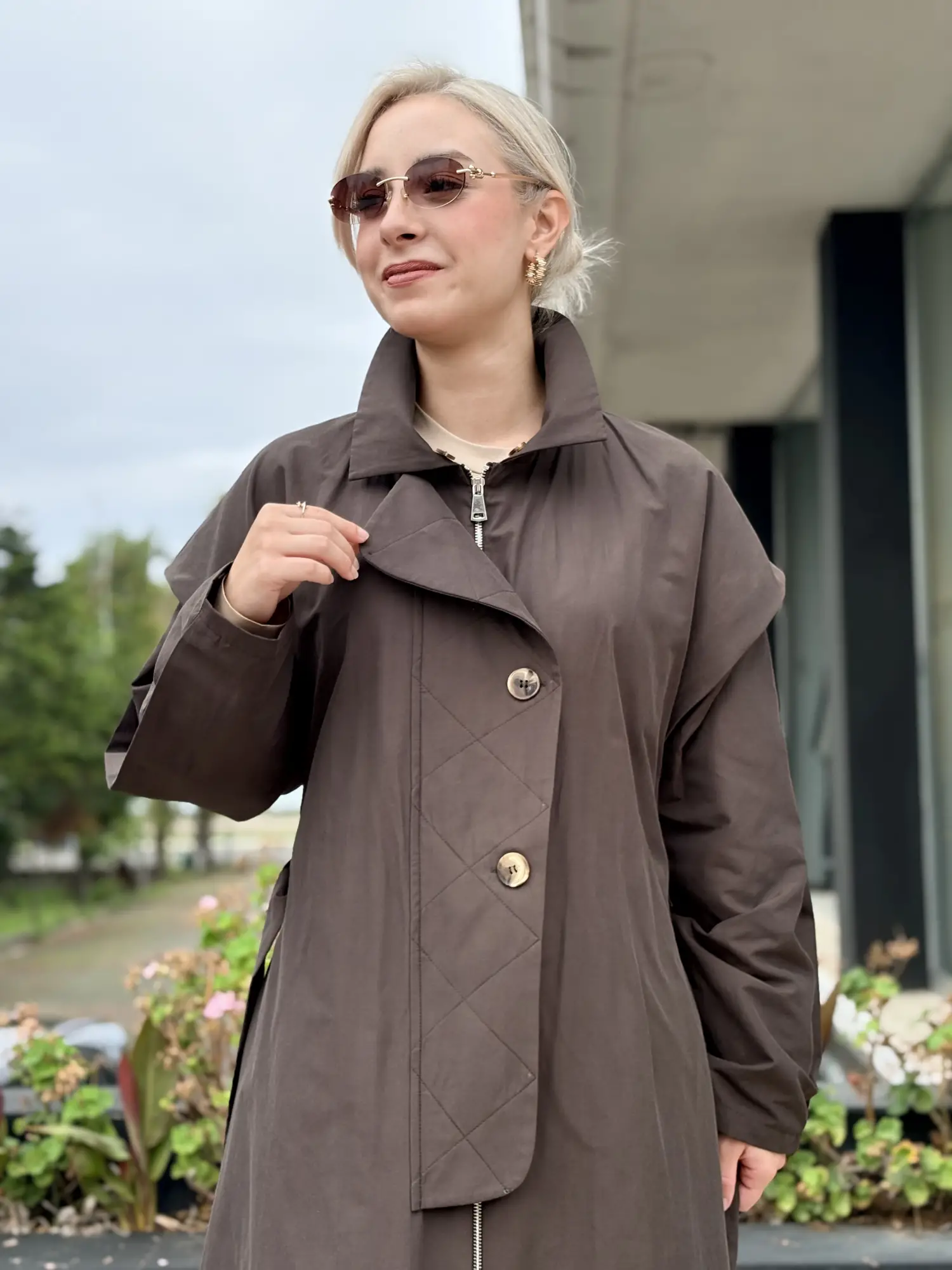 Beiaz Lora Pelerinli Trenchkot SK271002