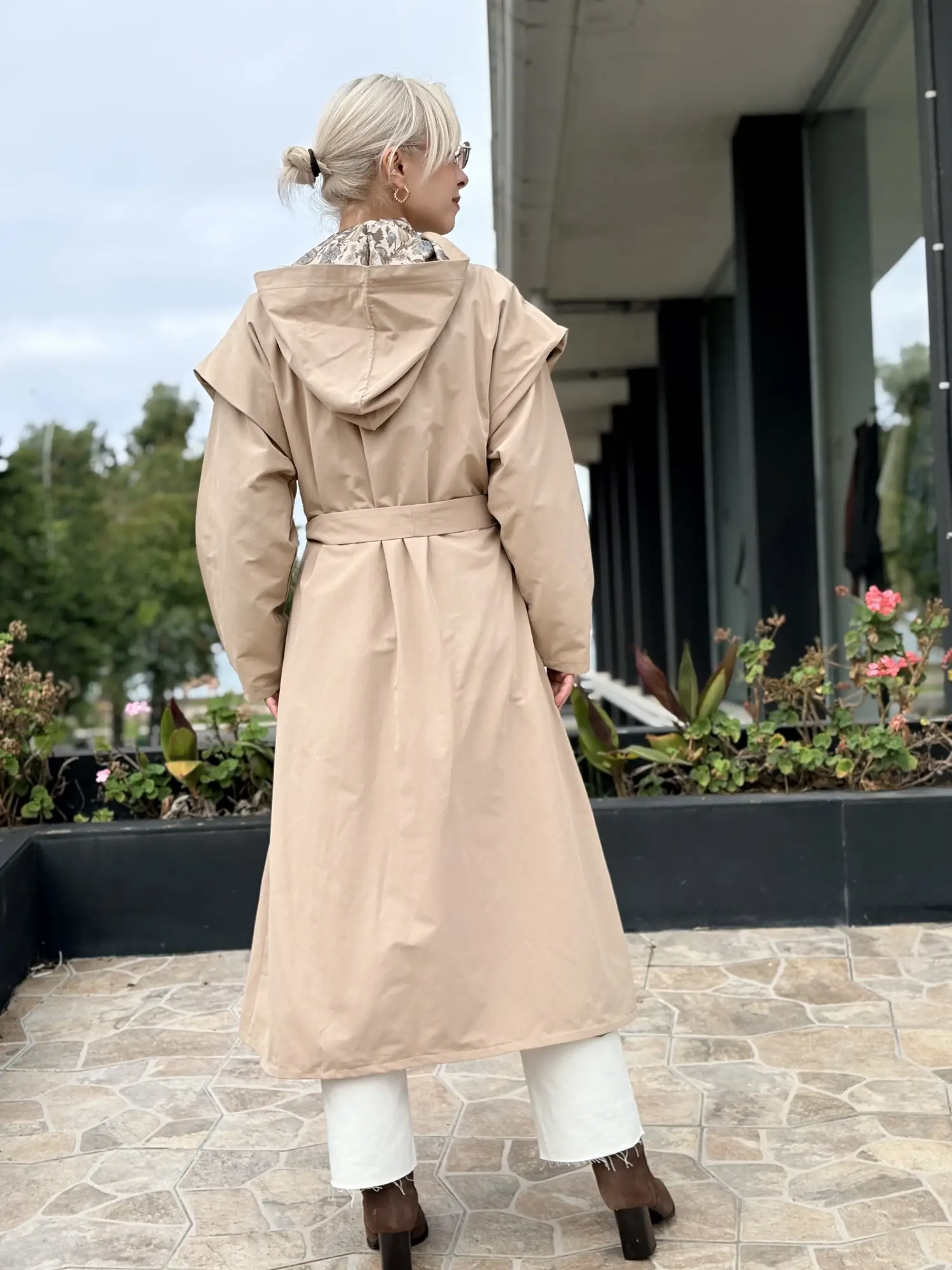 Beiaz Lora Pelerinli Trenchkot SK271002