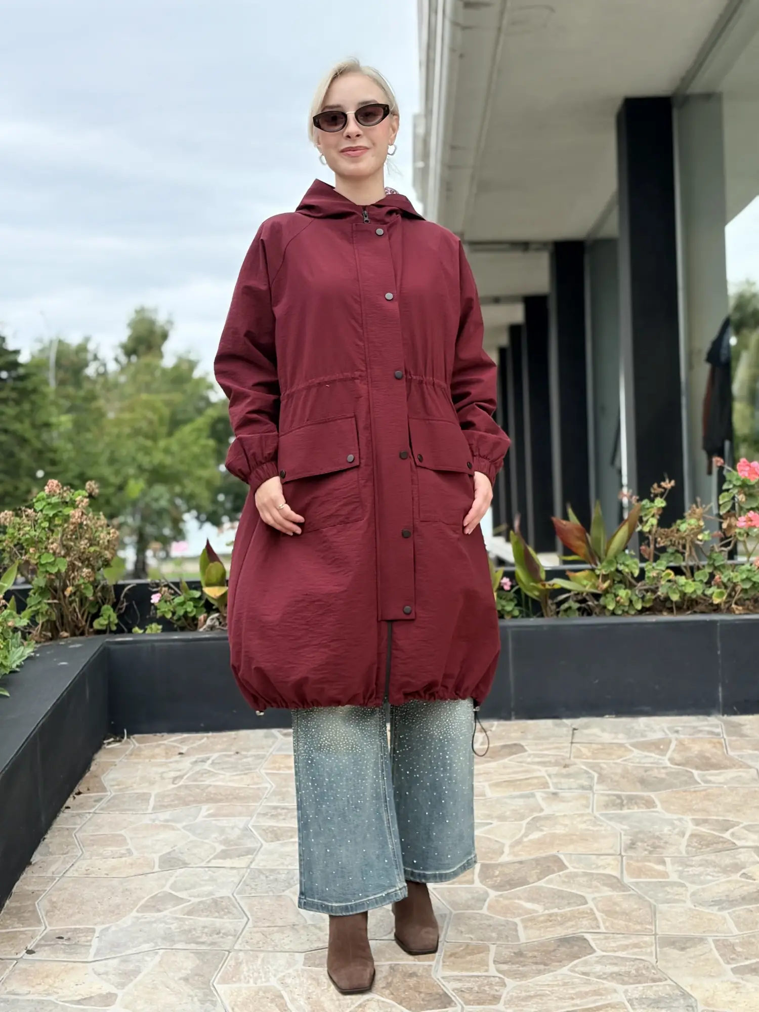 Beiaz Nora Büzgülü Trençkot SK271001