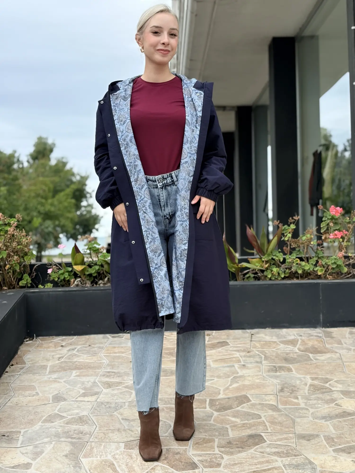 Beiaz Nora Büzgülü Trençkot SK271001