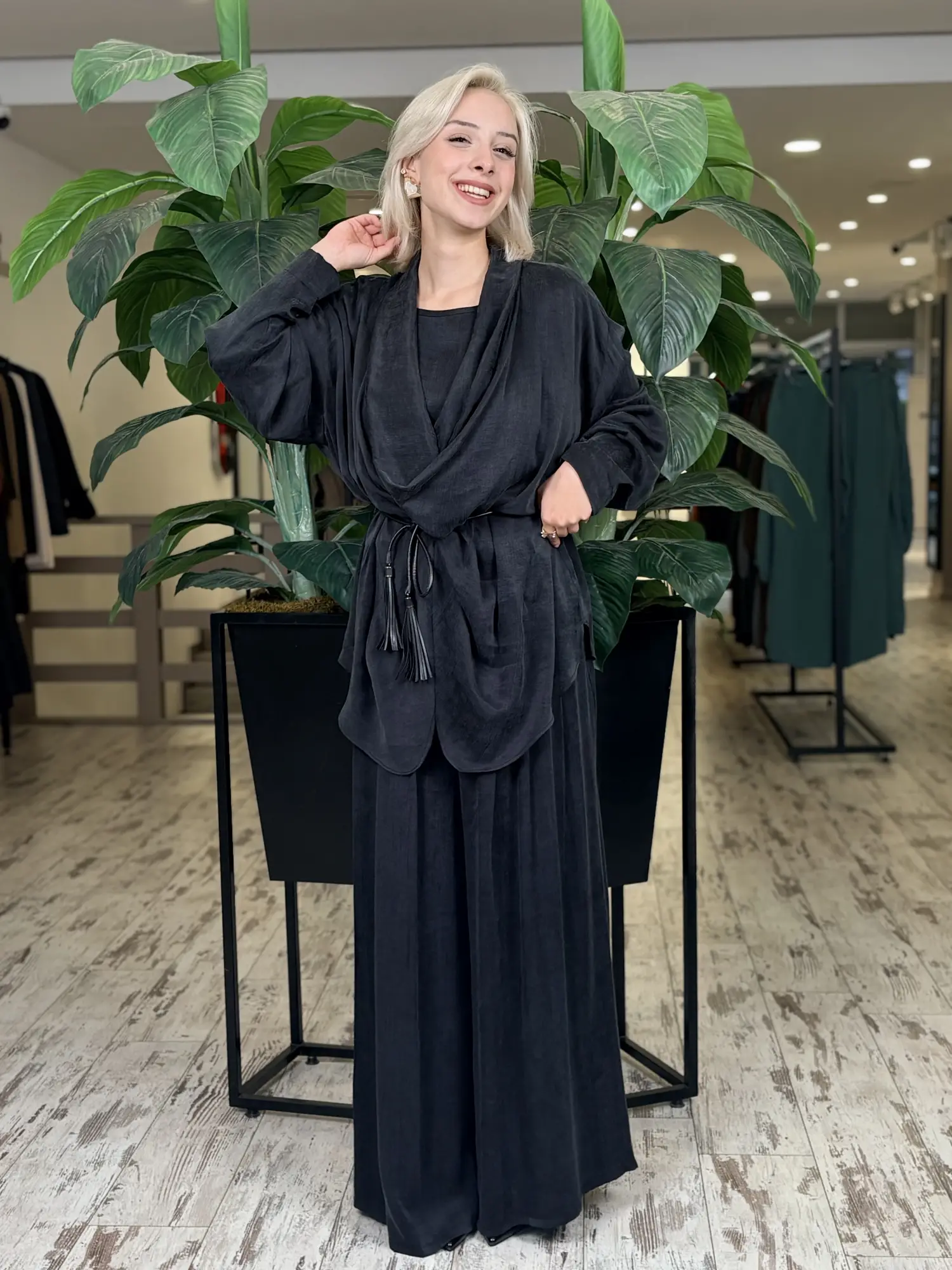 Qupra Şal Yaka Detaylı Tunik Pantolon Takım WAF2215