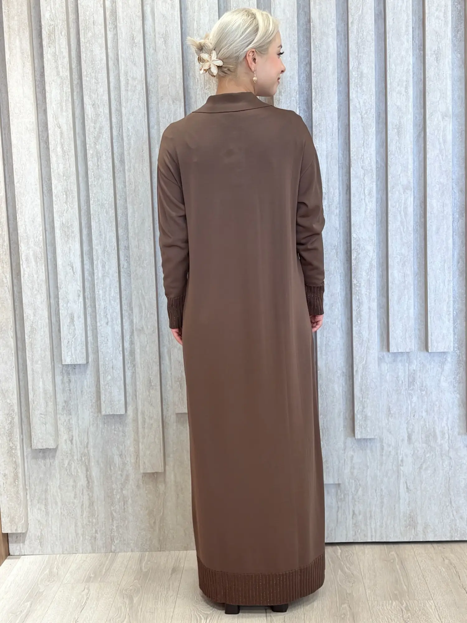 Tığ Triko Polo Yaka Rayon Elbise ELB21955