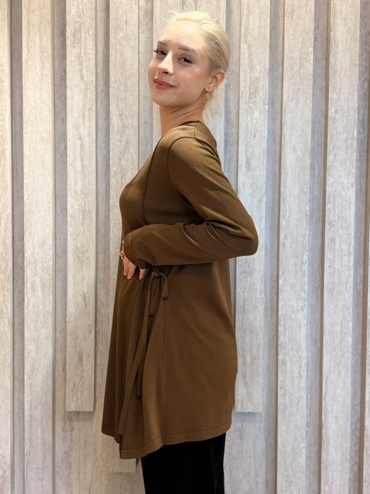 Tığ Triko Yandan Bağlama Detaylı Rayon Triko Tunik TNK22111