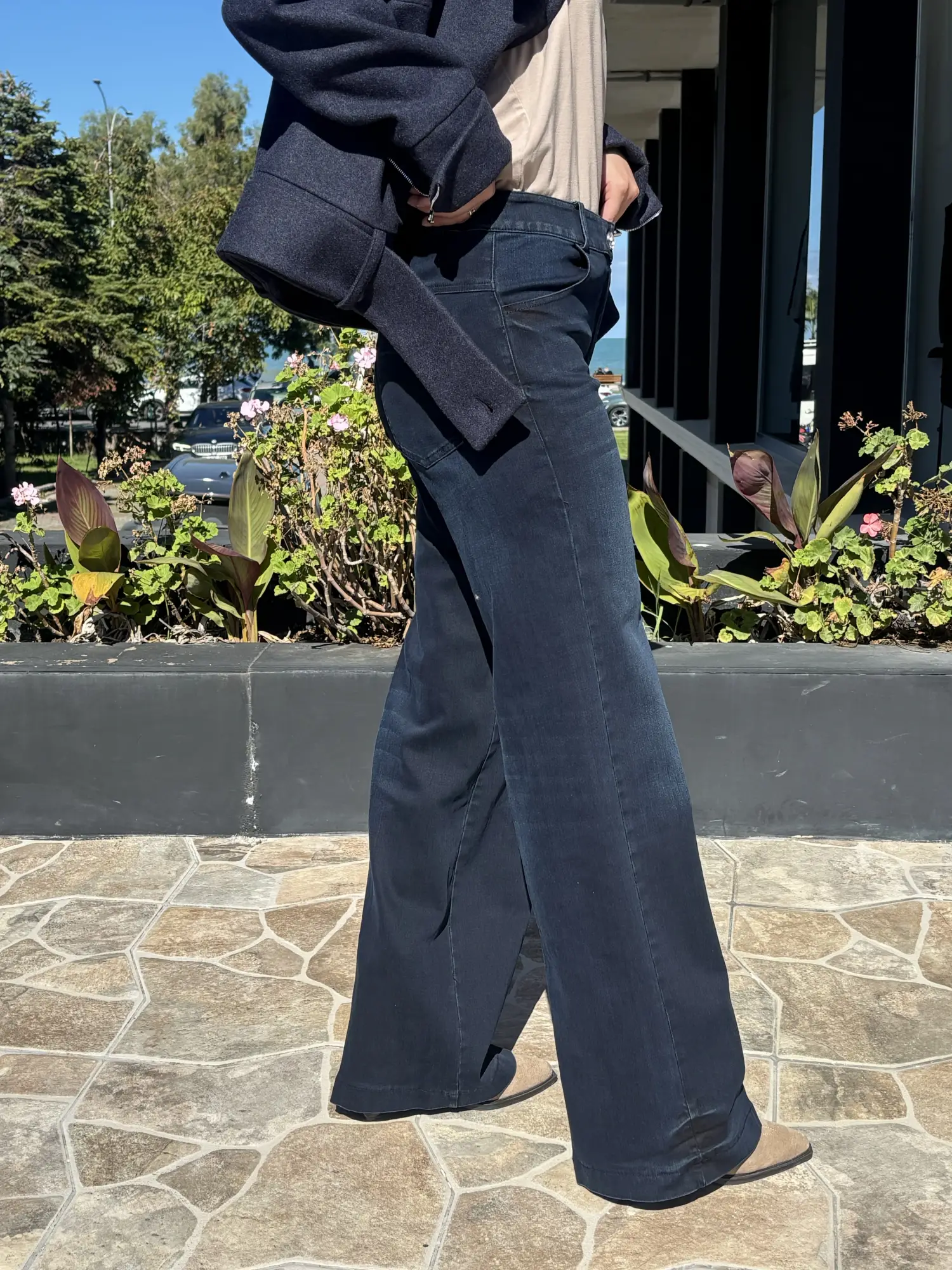 Misswhence Likralı Geniş Paça Kot Pantolon 40105