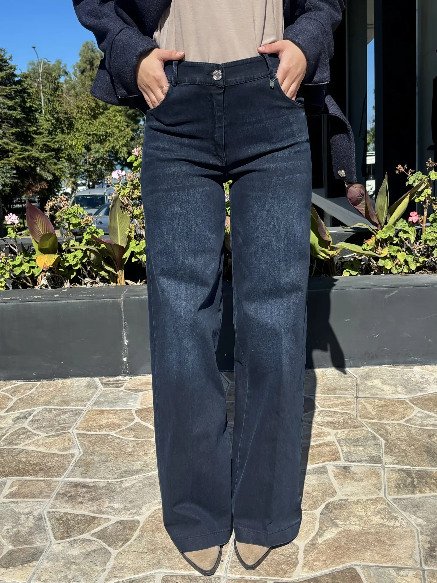 Misswhence Likralı Geniş Paça Kot Pantolon 40105