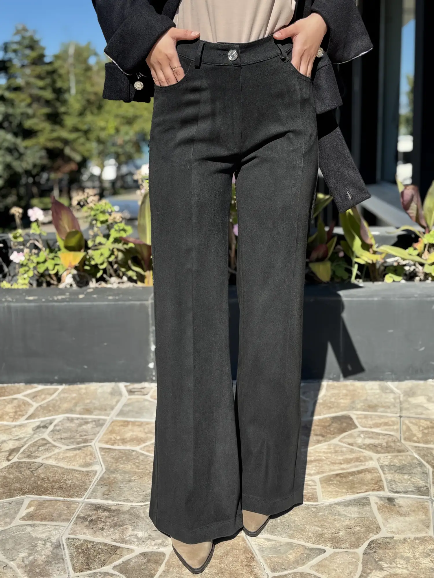 Misswhence Likralı Geniş Paça Kot Pantolon 40105
