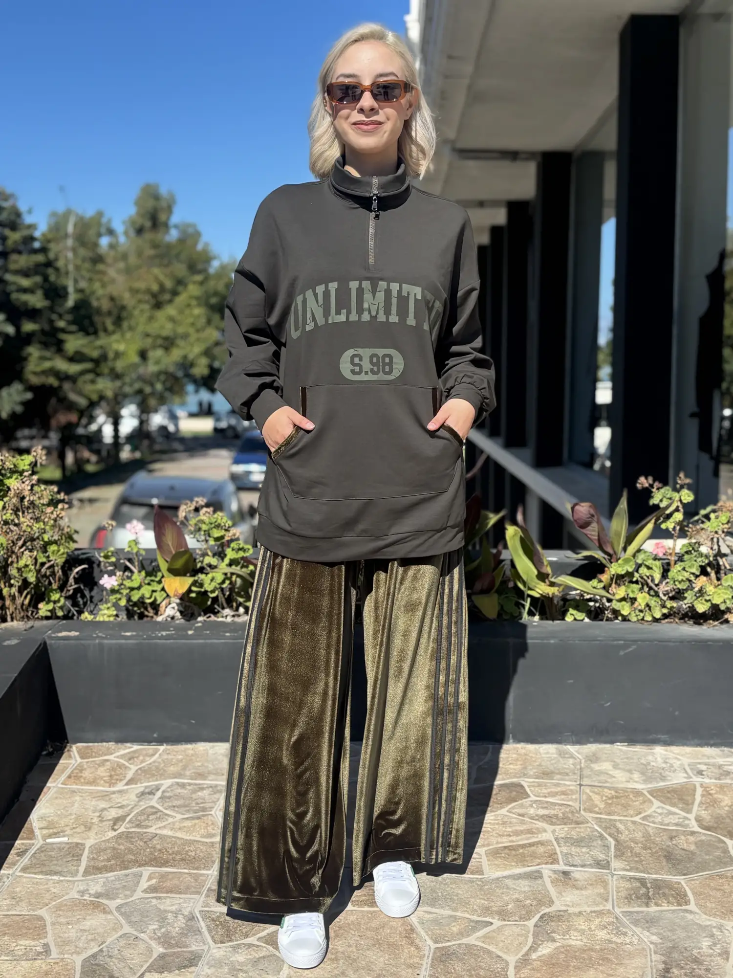 Almarwah Kadife Detaylı Sweat Pantolon Takım ALL3011