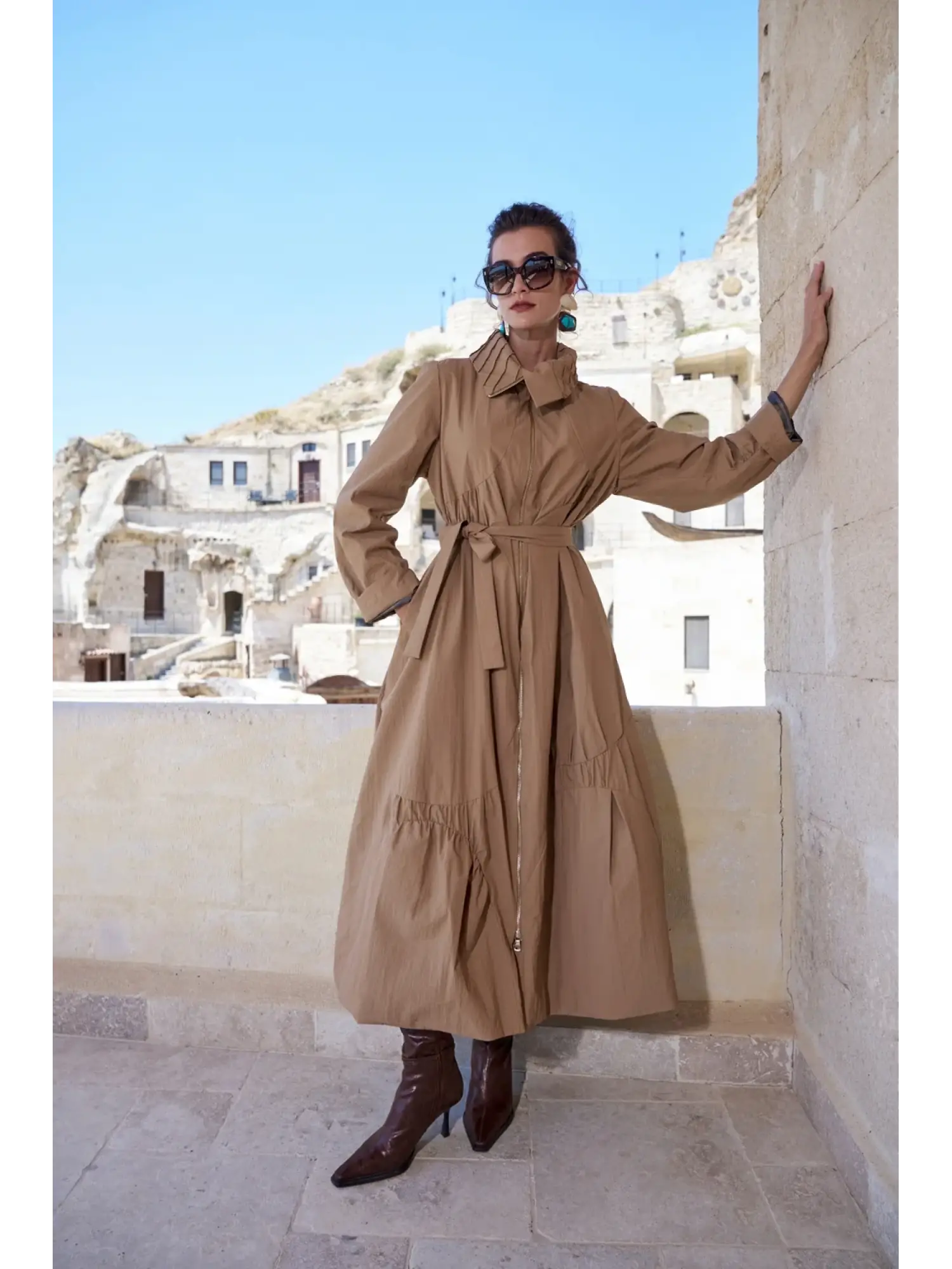 Misswhence Yaka Dikiş Detaylı Renkli Astarlı Trench 40511