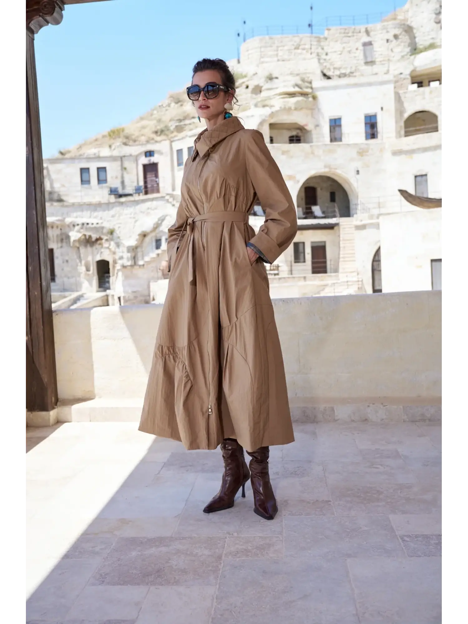 Misswhence Yaka Dikiş Detaylı Renkli Astarlı Trench 40511