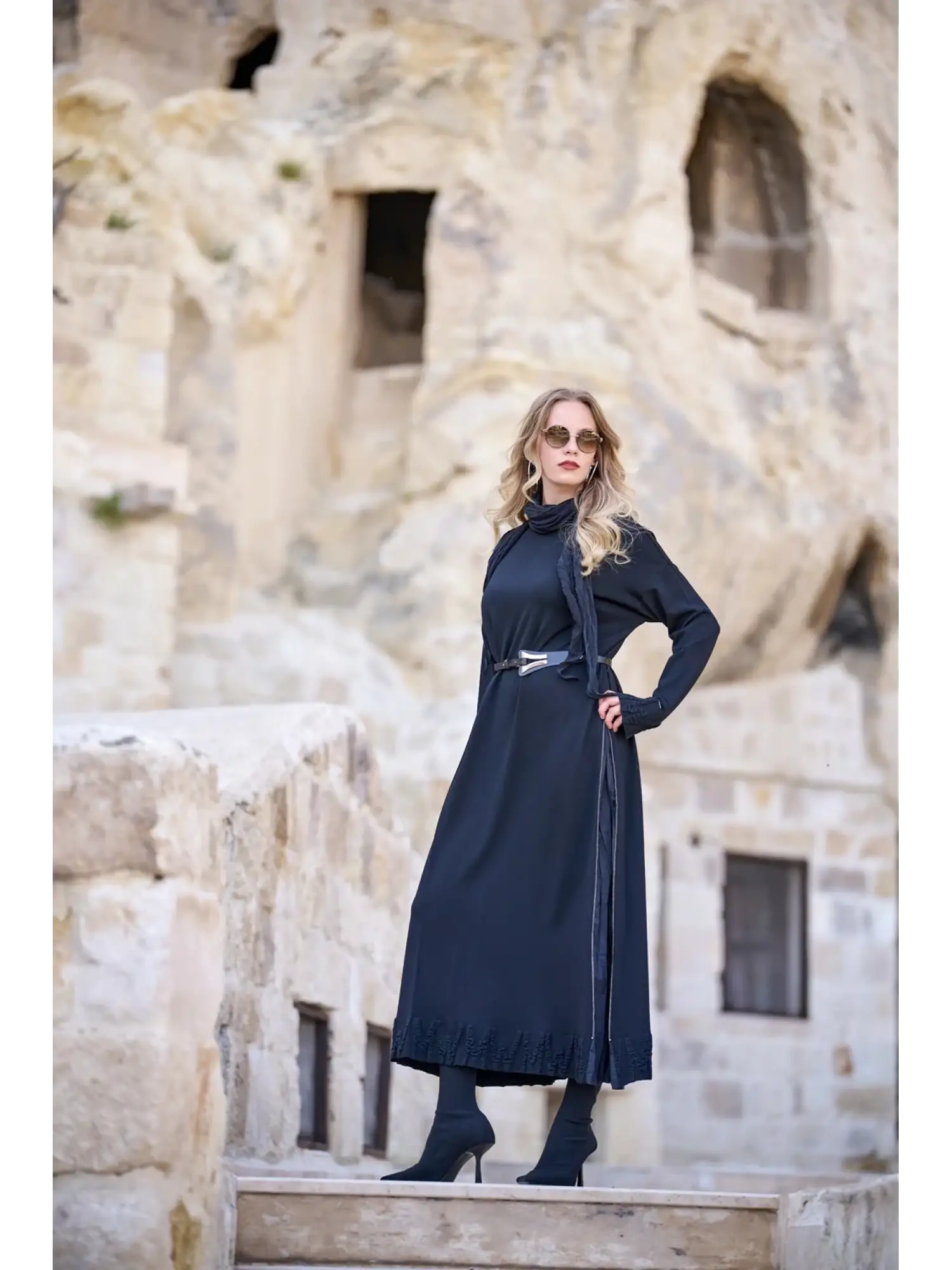 Misswhence Şal Ve Fermuar Detaylı Triko Elbise 40826