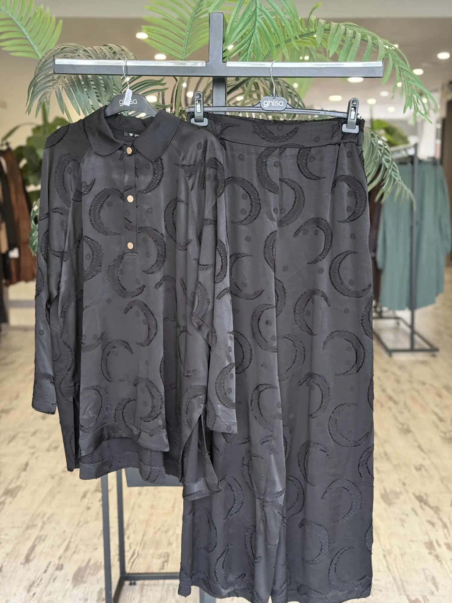 GhisaYakma Kumaş Detaylı Tunik Pantolon Takım G9491