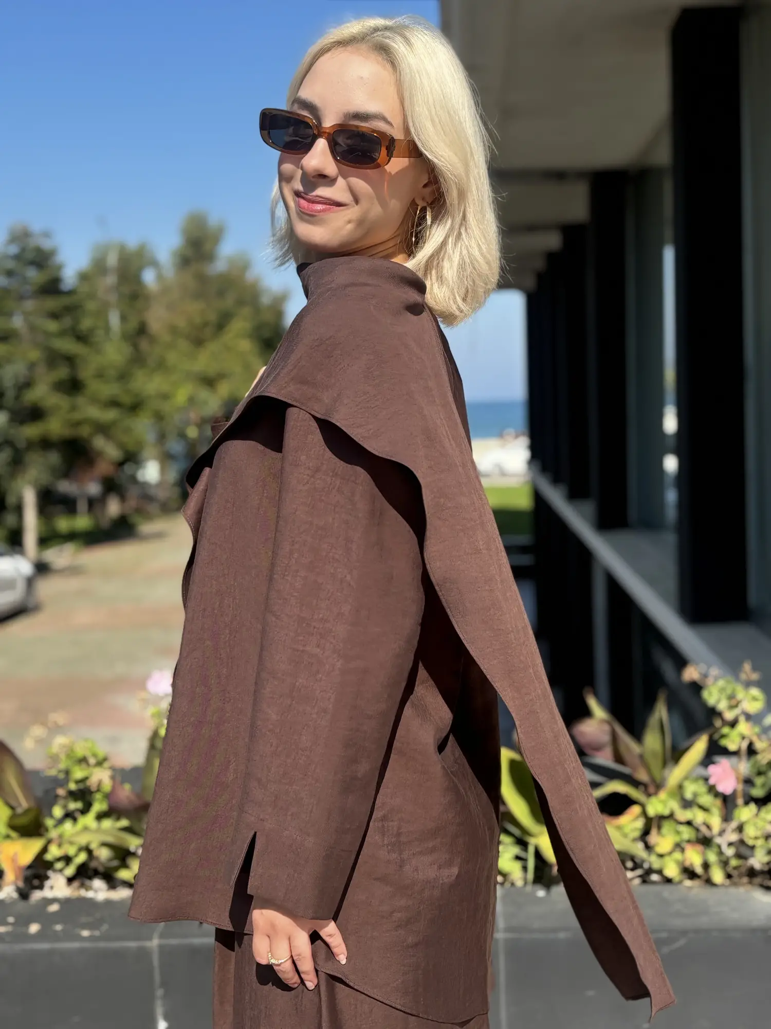 Kahma Şal Yaka Detaylı Tunik Pantolon Takım