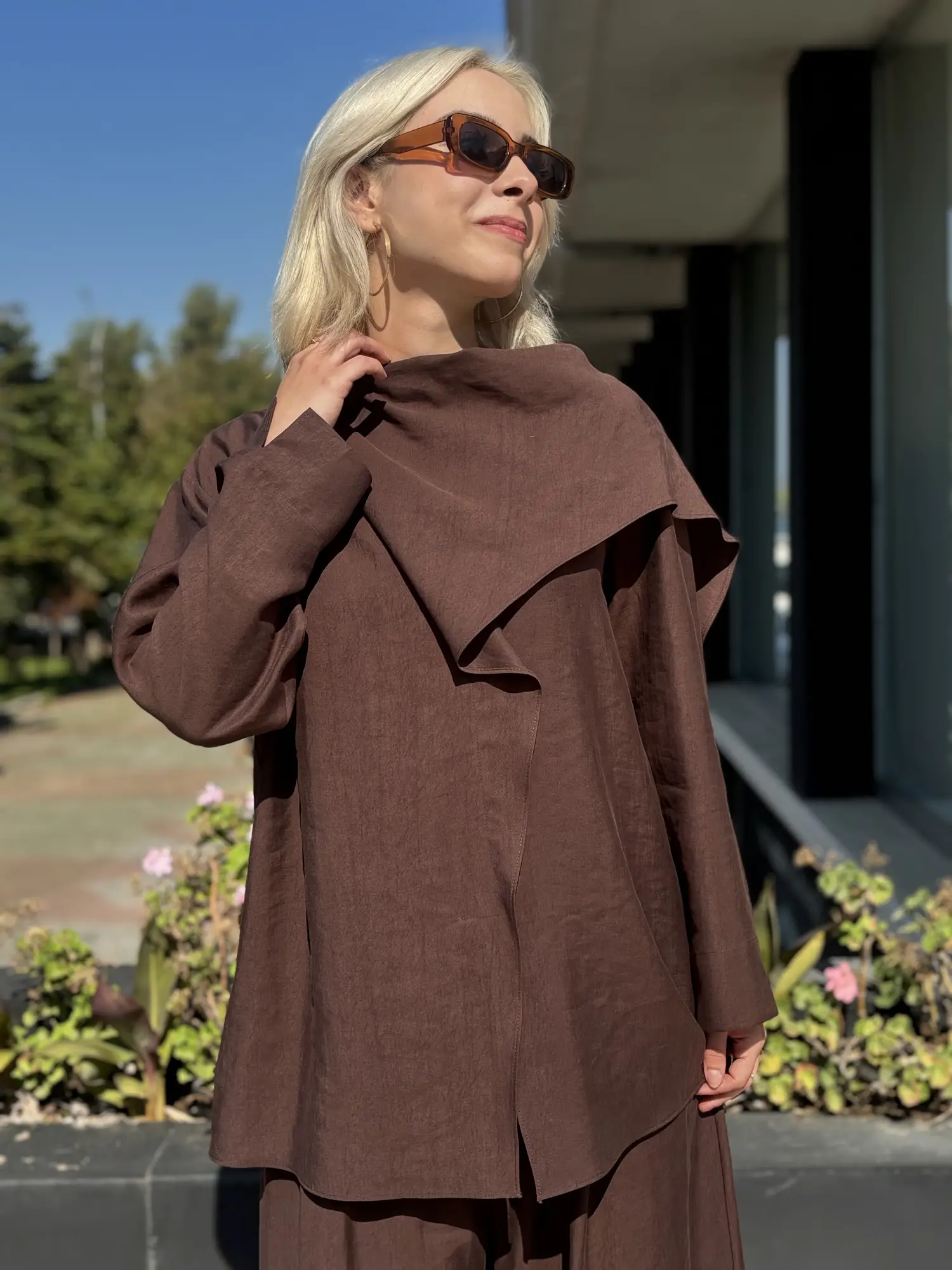Kahma Şal Yaka Detaylı Tunik Pantolon Takım