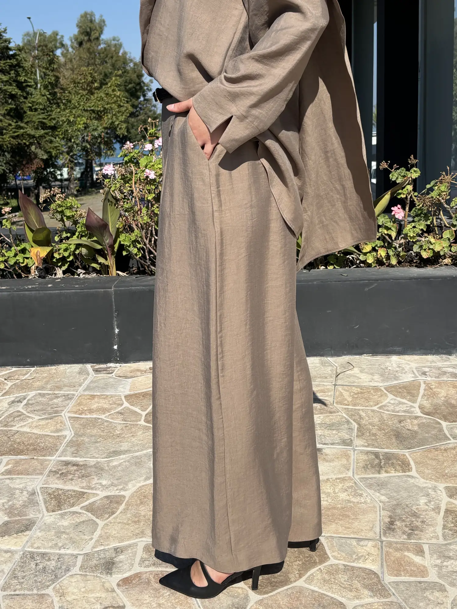 Kahma Şal Yaka Detaylı Tunik Pantolon Takım