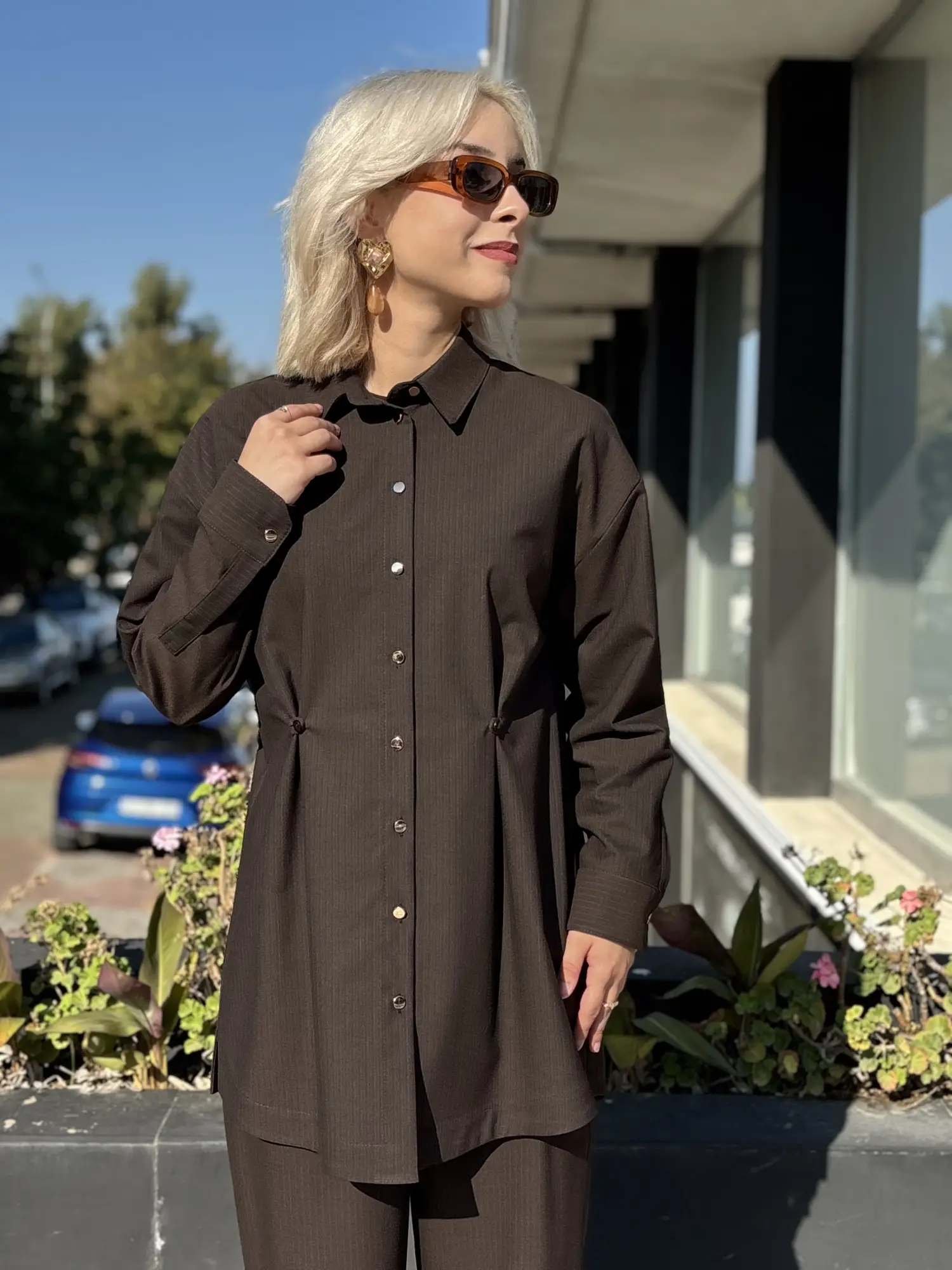 Ghisa Düğme Ve Pens Detaylı Gömlek Pantolon Takım G9521