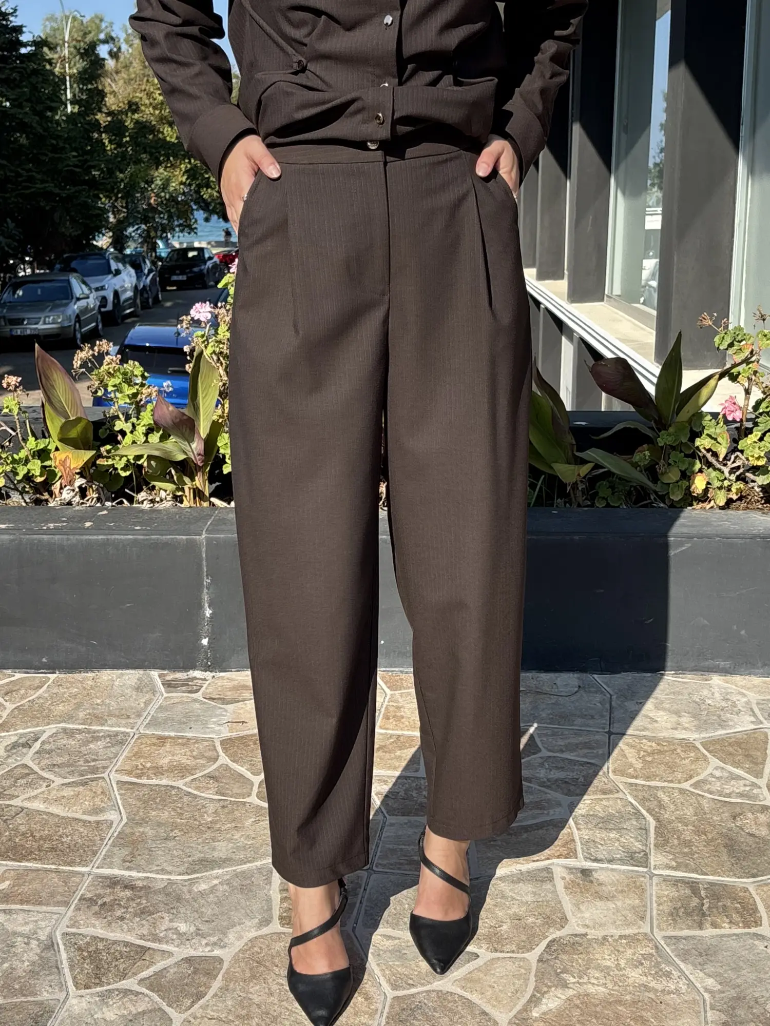 Ghisa Düğme Ve Pens Detaylı Gömlek Pantolon Takım G9521
