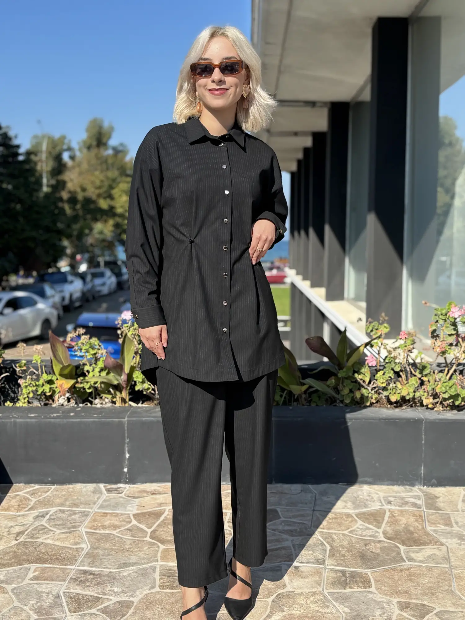 Ghisa Düğme Ve Pens Detaylı Gömlek Pantolon Takım G9521