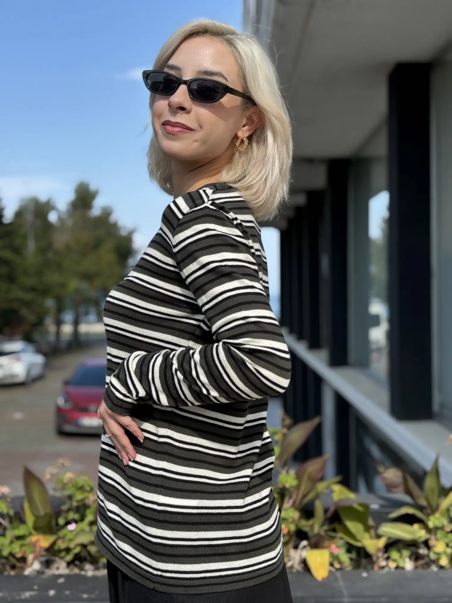 QooQ Store Çizgi Detaylı Triko Bluz 27FW233