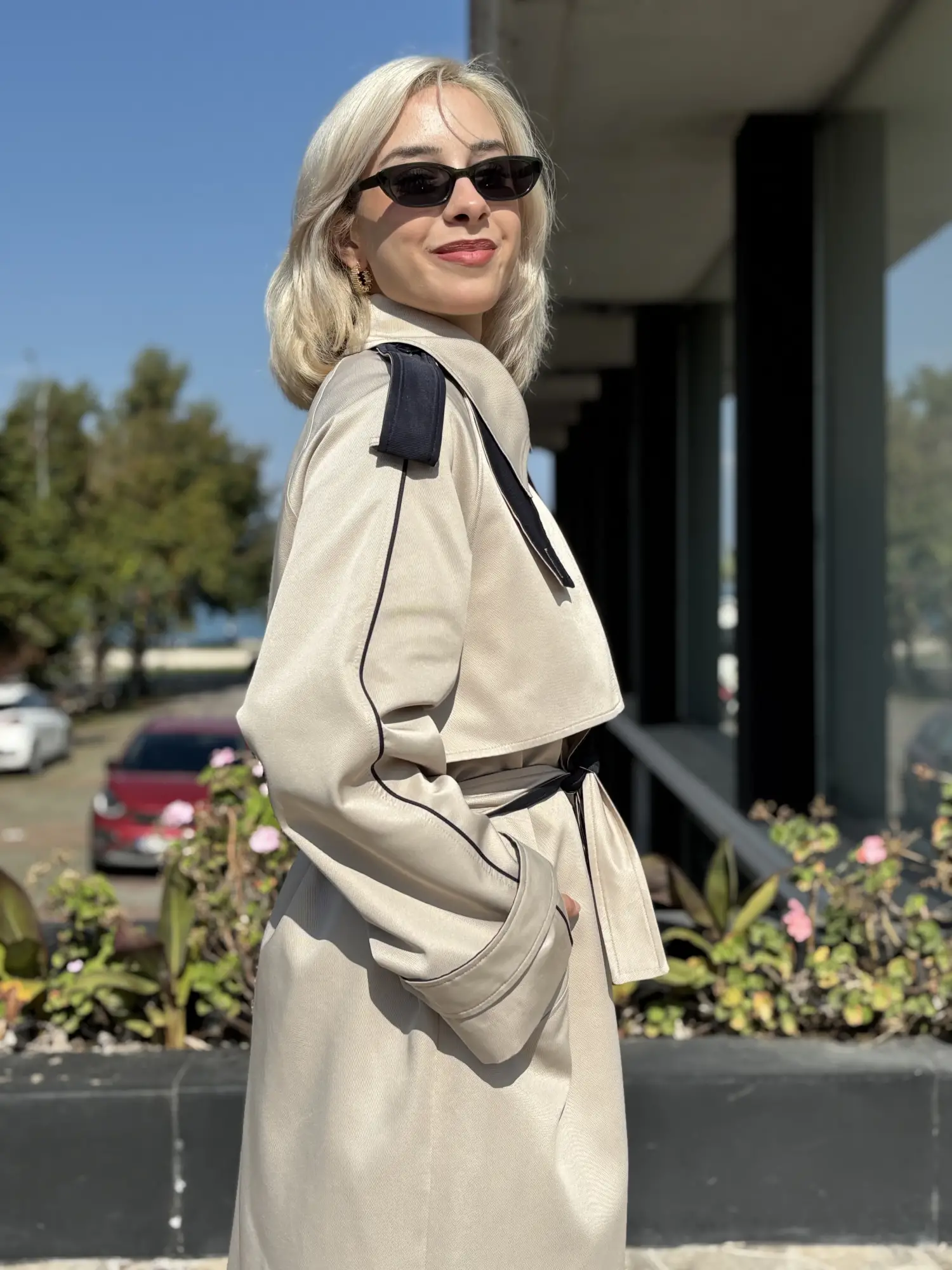QooQ Kontrast Biye Detaylı Trench 27FW614