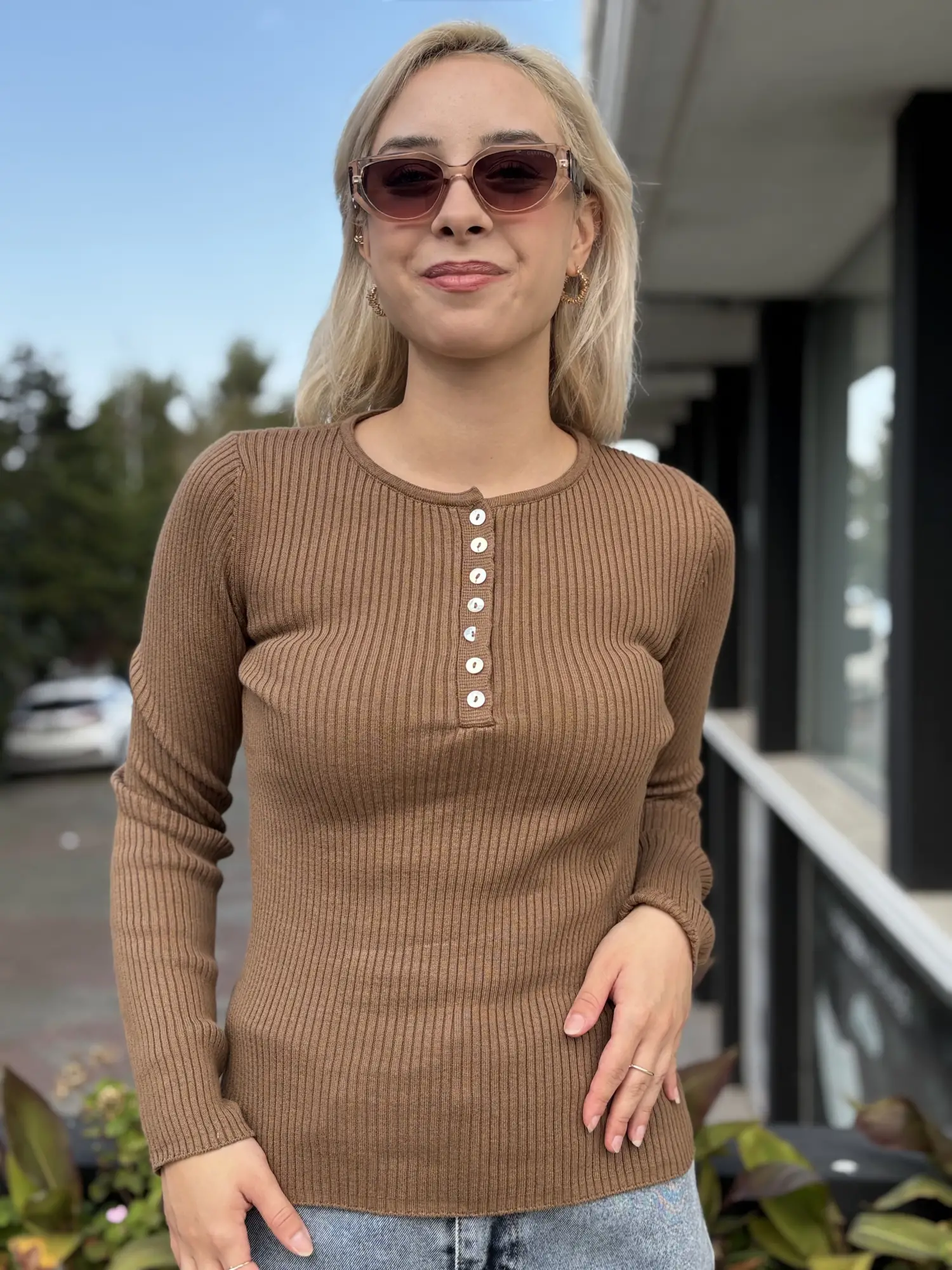 QooQ Store Düğme Detaylı Fitilli Triko Bluz 27FW229