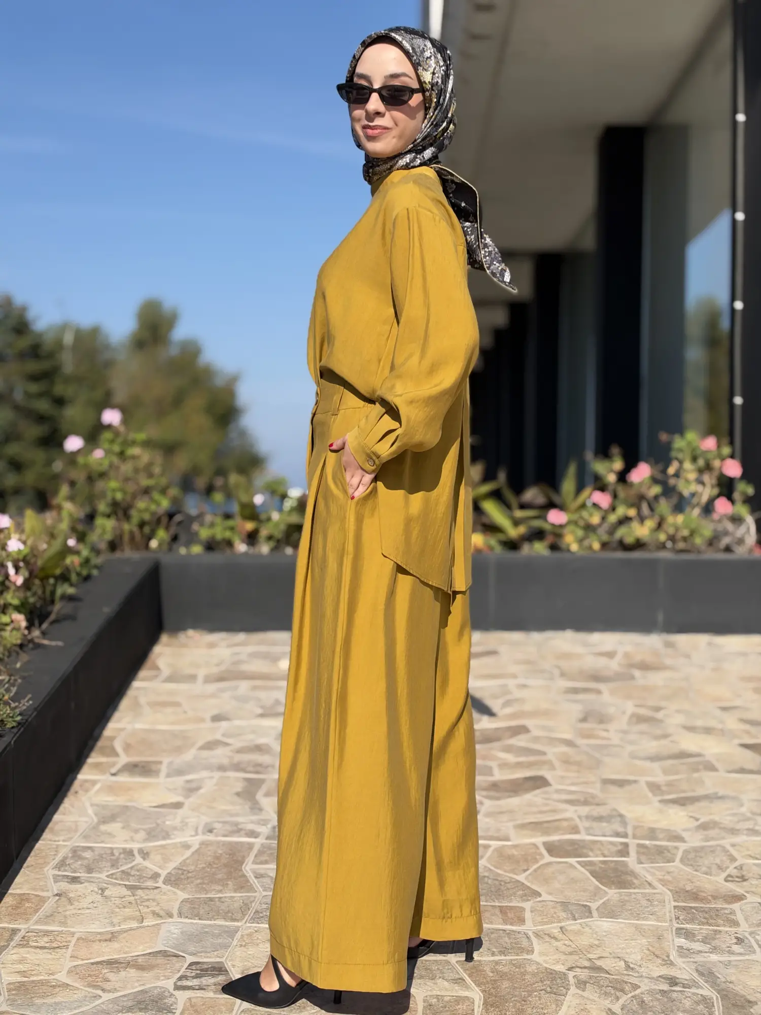 Almarwah Sırt Düğme Detaylı Tunik Pantolon Takım 203038
