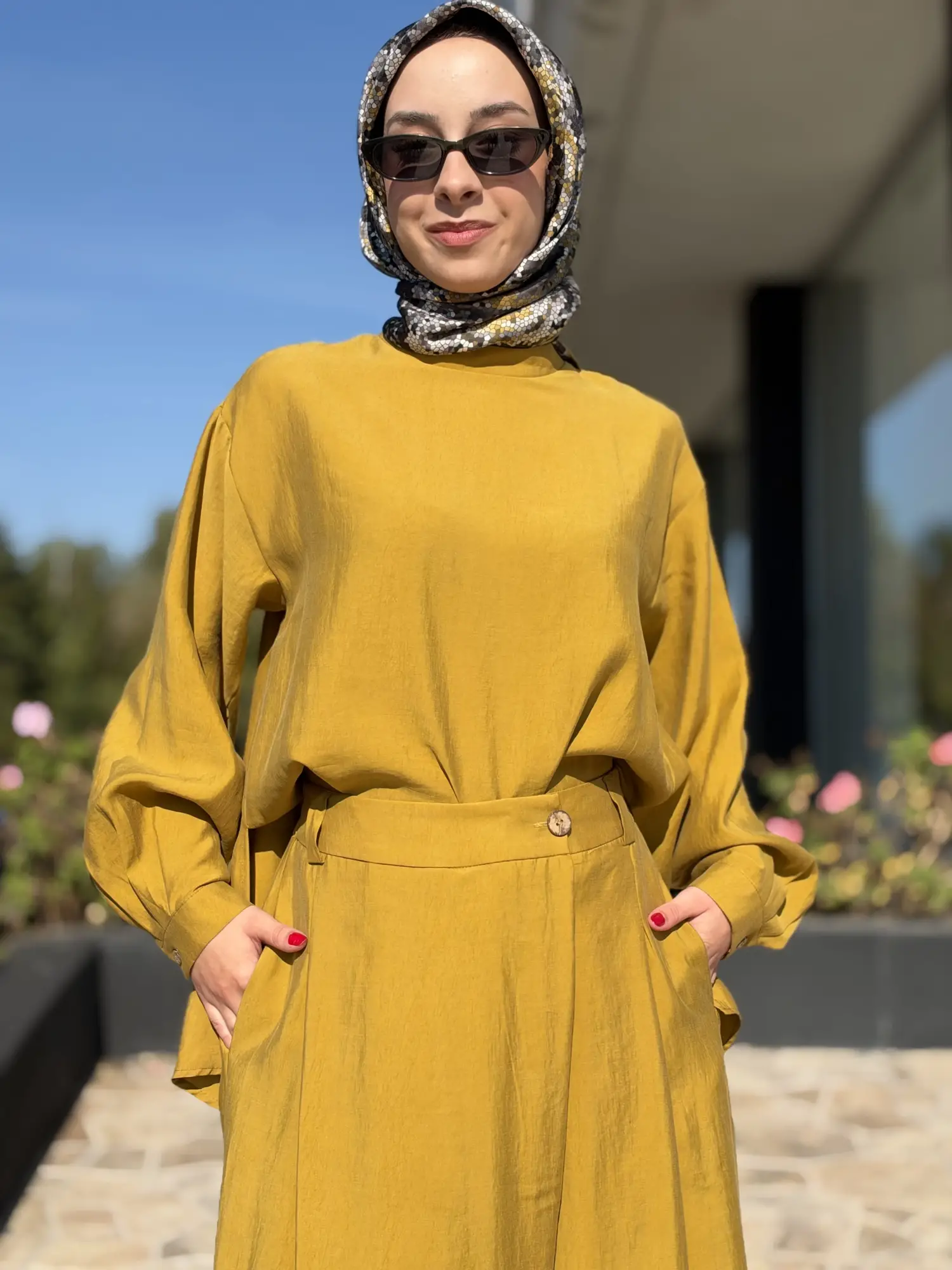 Almarwah Sırt Düğme Detaylı Tunik Pantolon Takım 203038