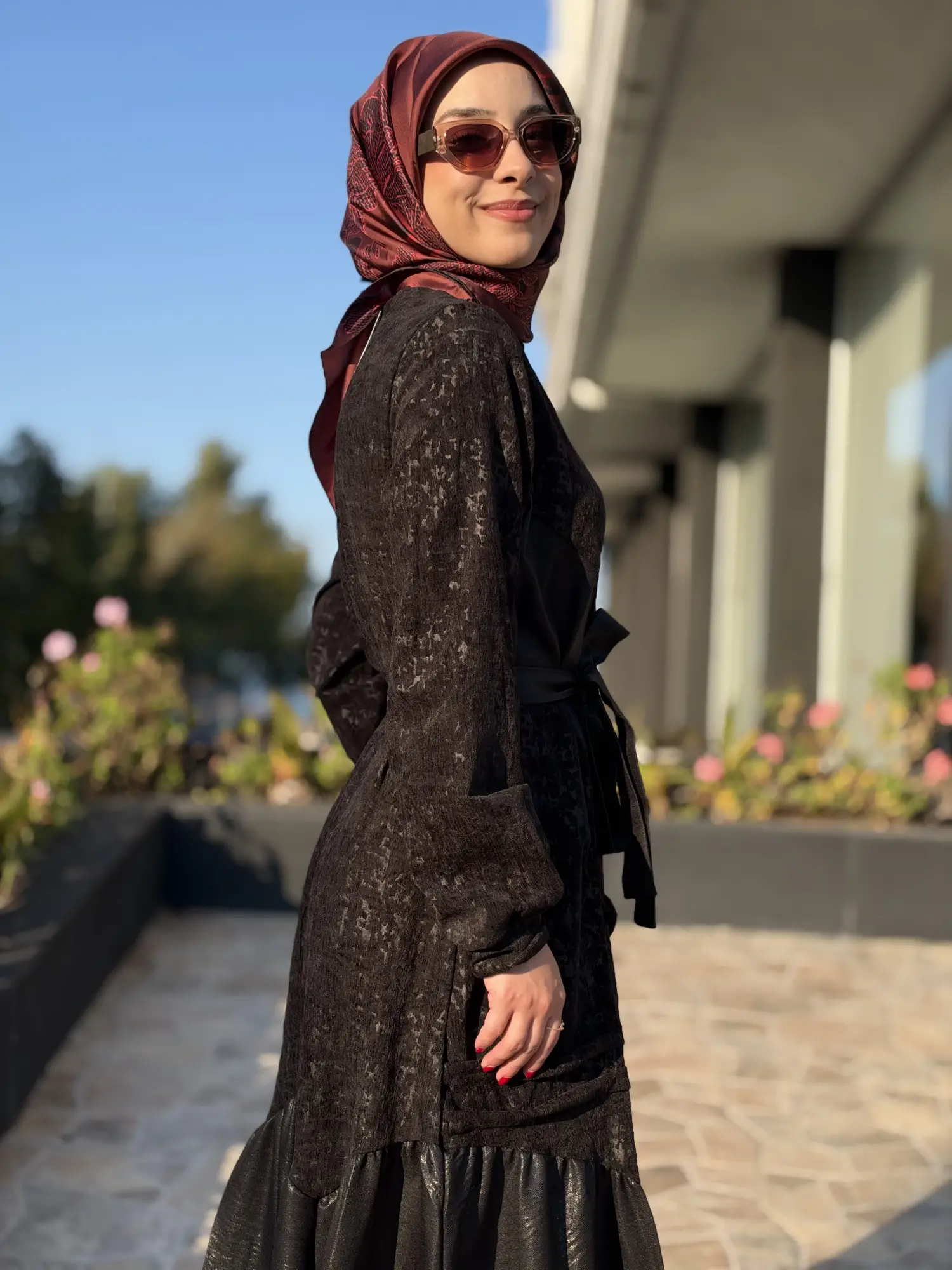 Misswhence Dikiş Ve Parça Detaylı Desenli Kadife Elbise 40812