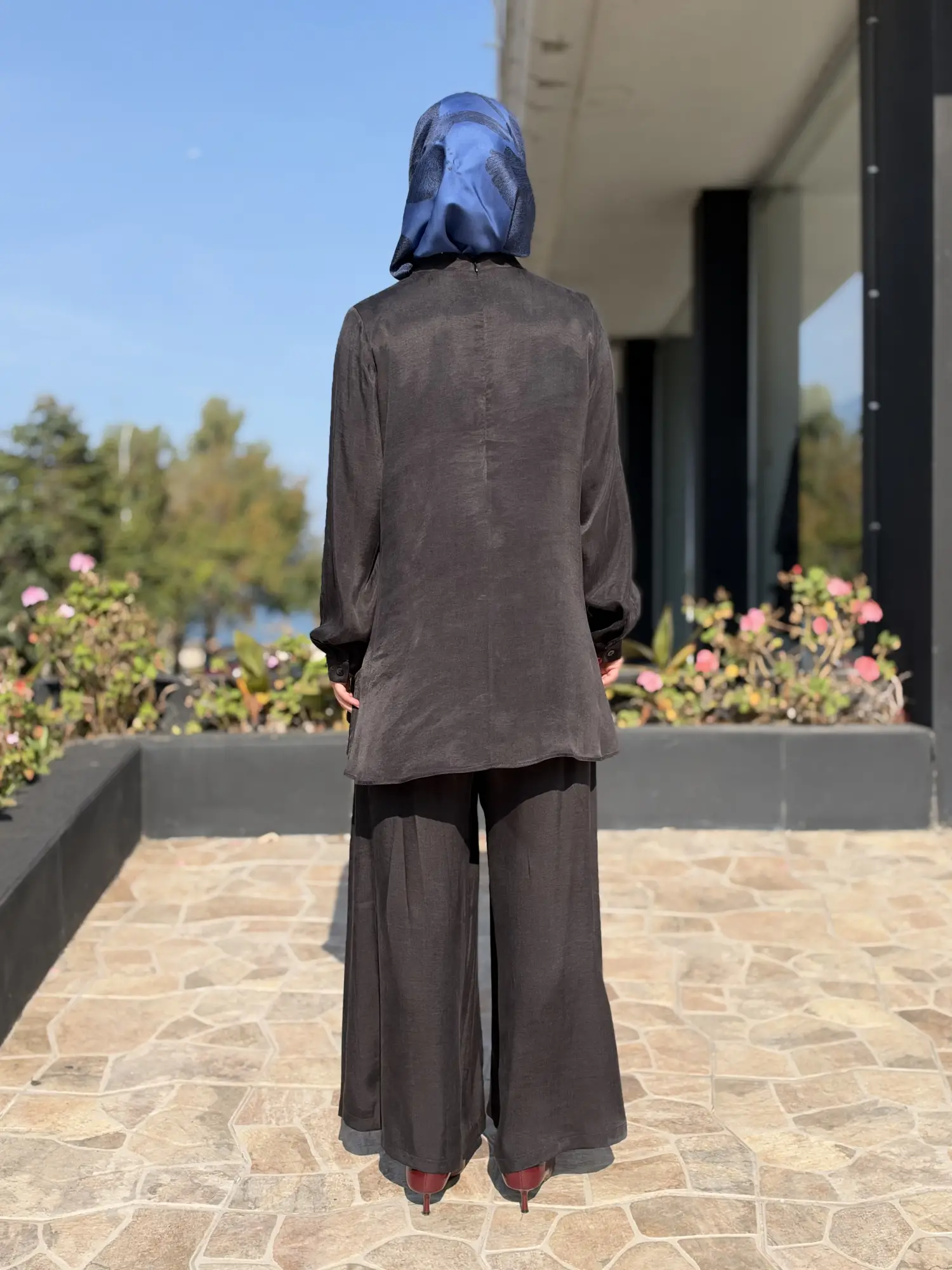 Almarwah Asimetrik Fermuar Detaylı Tunik Pantolon Takım 203119