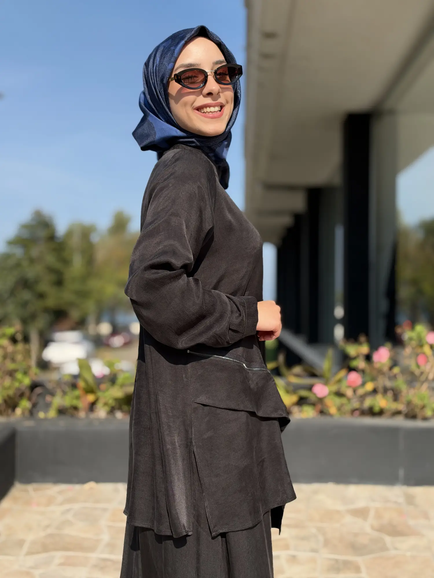Almarwah Asimetrik Fermuar Detaylı Tunik Pantolon Takım 203119