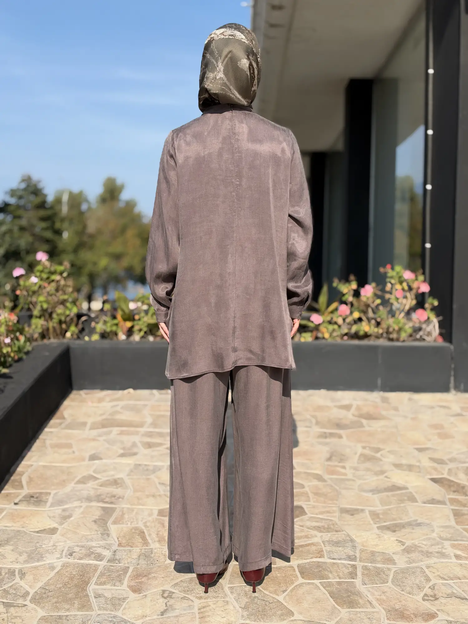Almarwah Asimetrik Fermuar Detaylı Tunik Pantolon Takım 203119