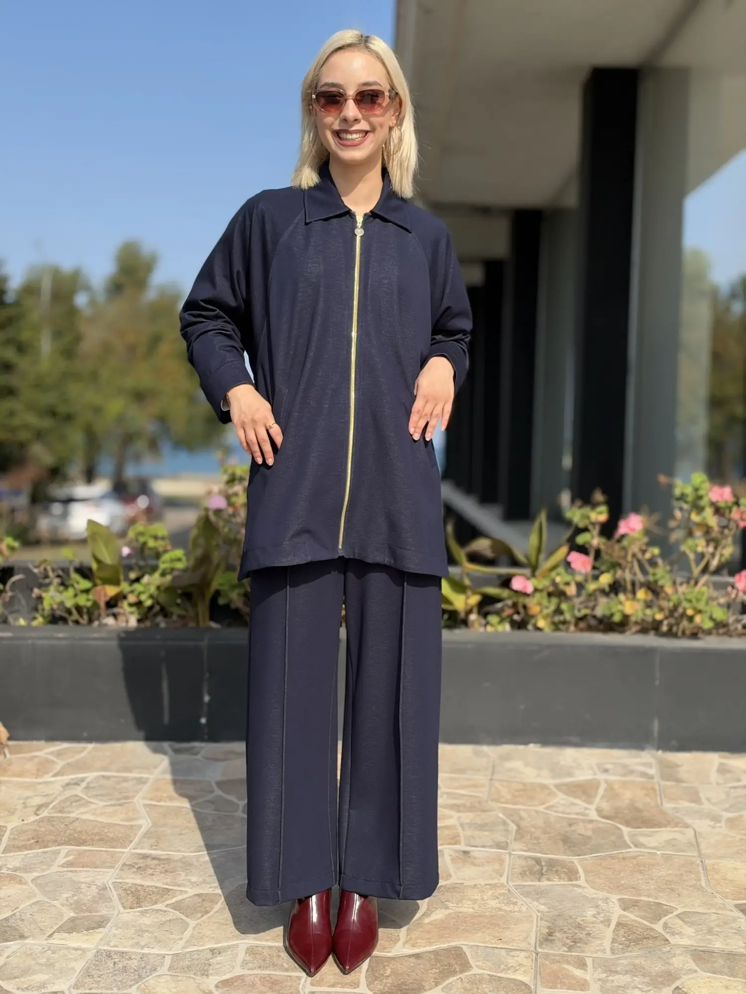 Ghisa Fermuarlı Tencel Kap Pantolon Takım G9410
