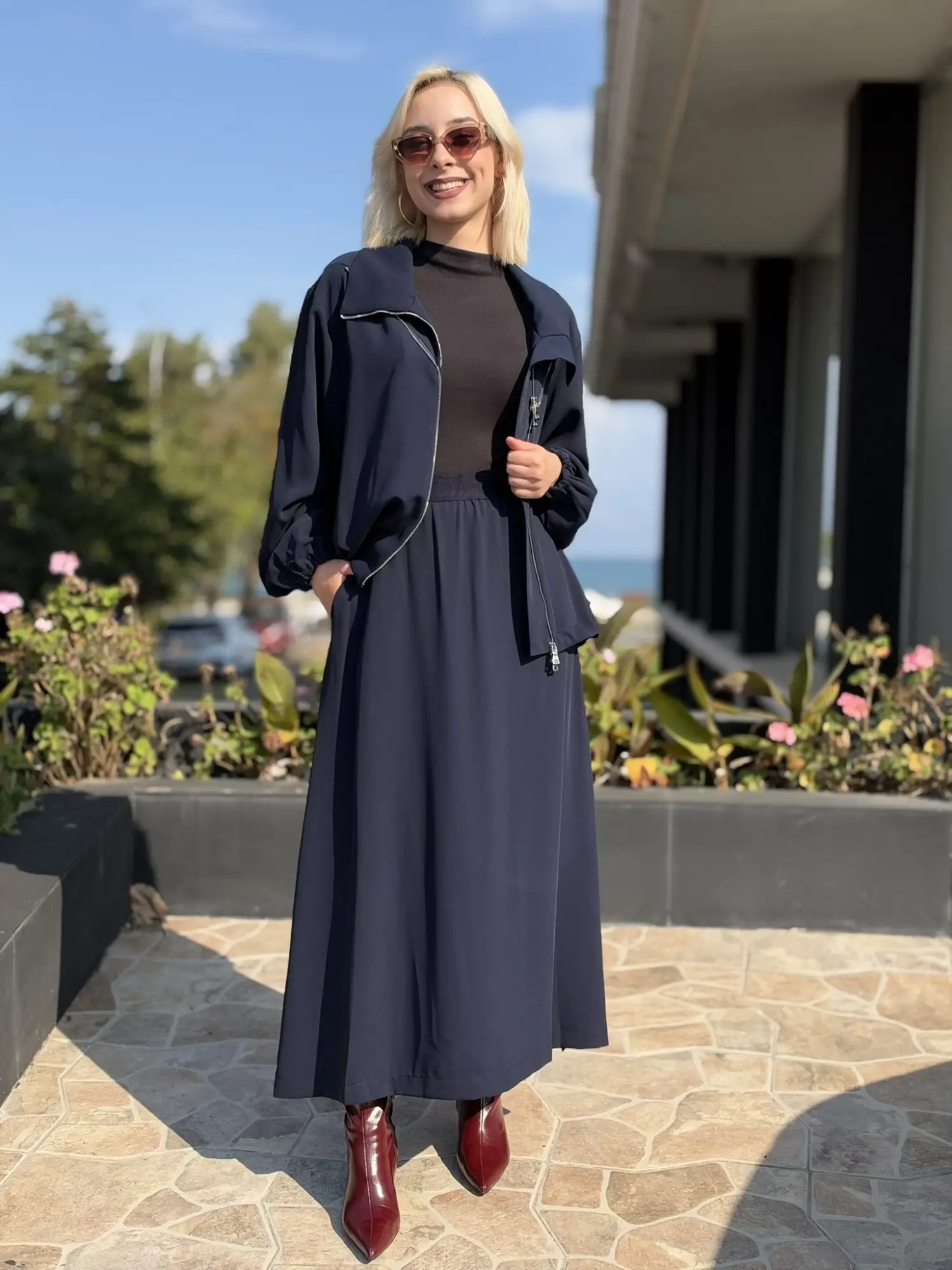 Misswhence Fermuar Detaylı Ceket Etek Takım 40034