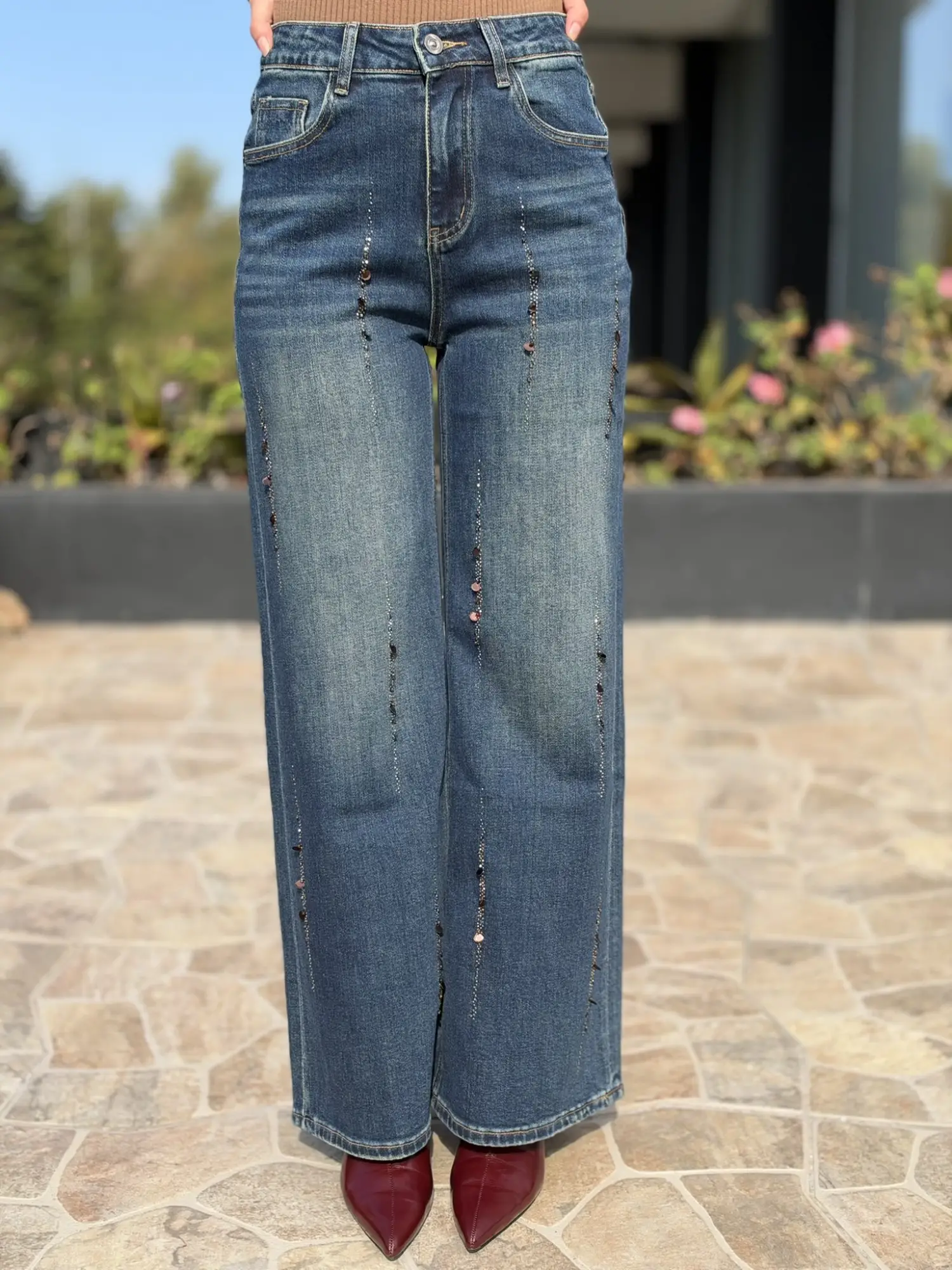 Ghisa Taşlı Denim Pantolon 8417