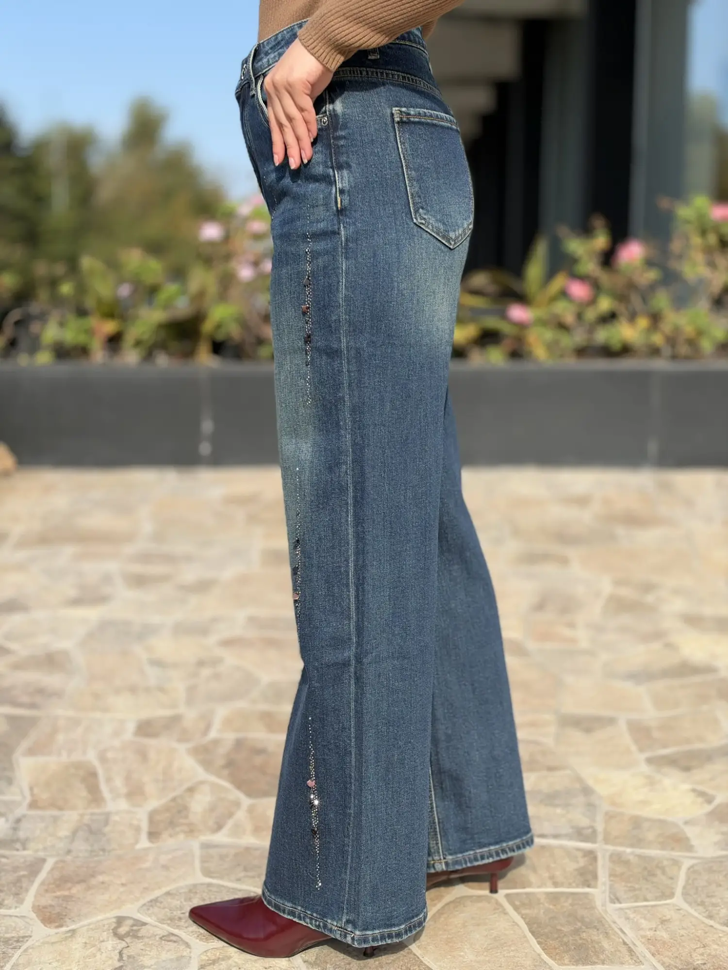Ghisa Taşlı Denim Pantolon 8417