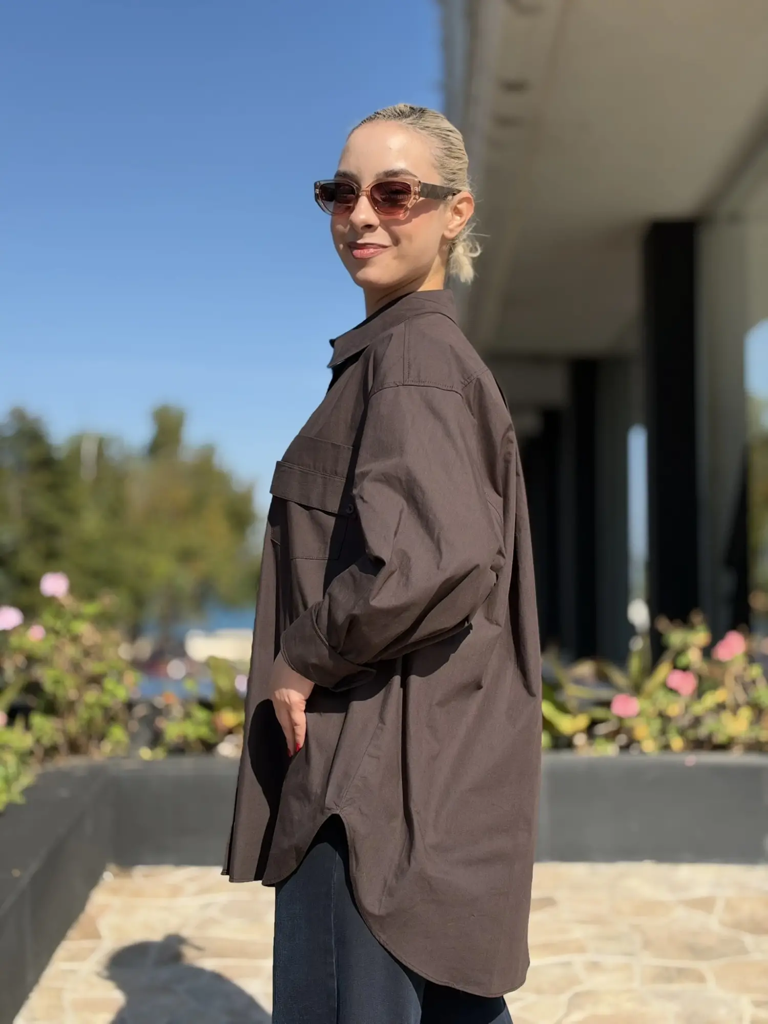 QooQ Store Cep Detaylı Poplin Gömlek 27FW216