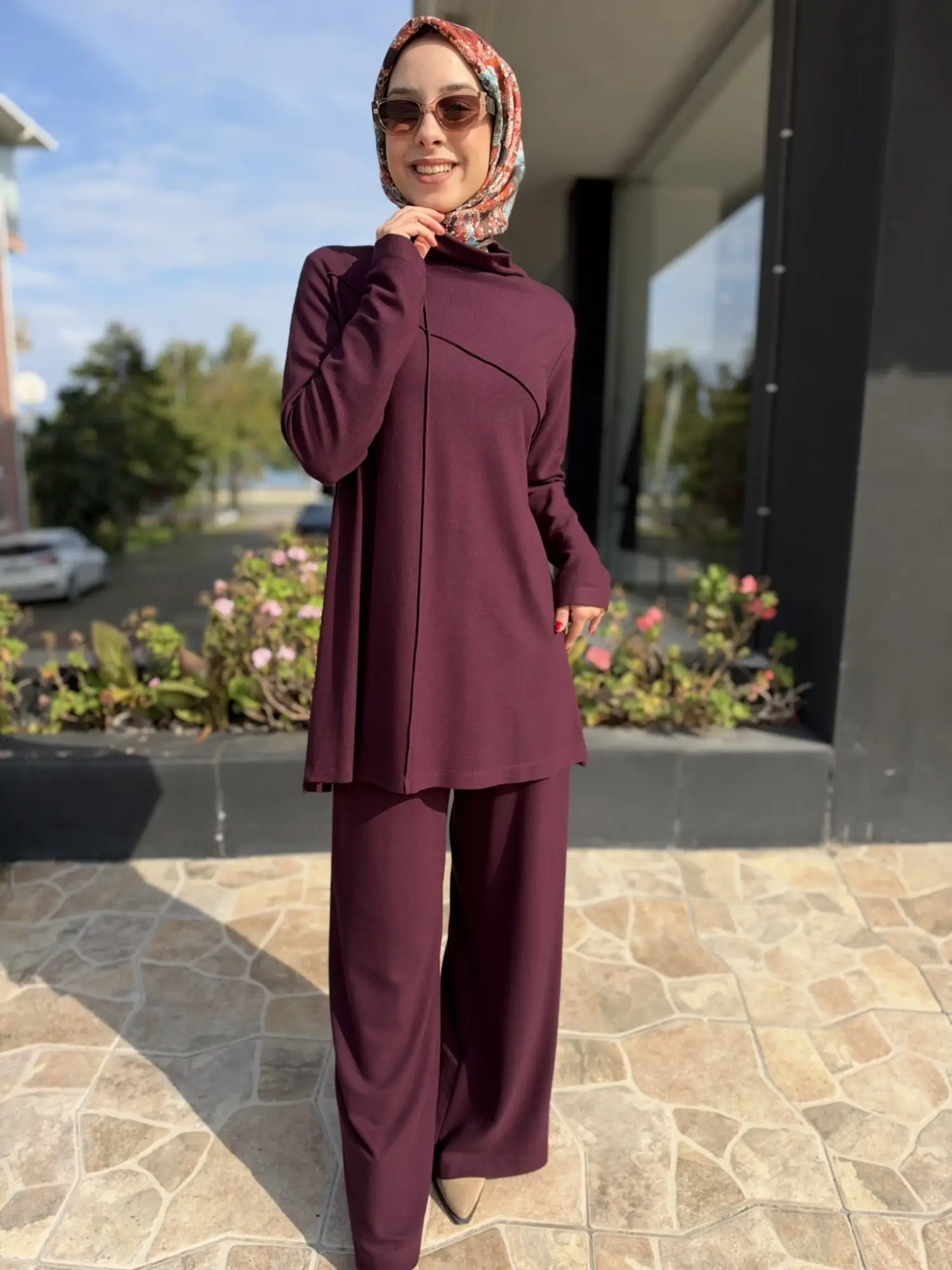 Kahma Dikiş Detaylı Örme Tunik Pantolon Takım