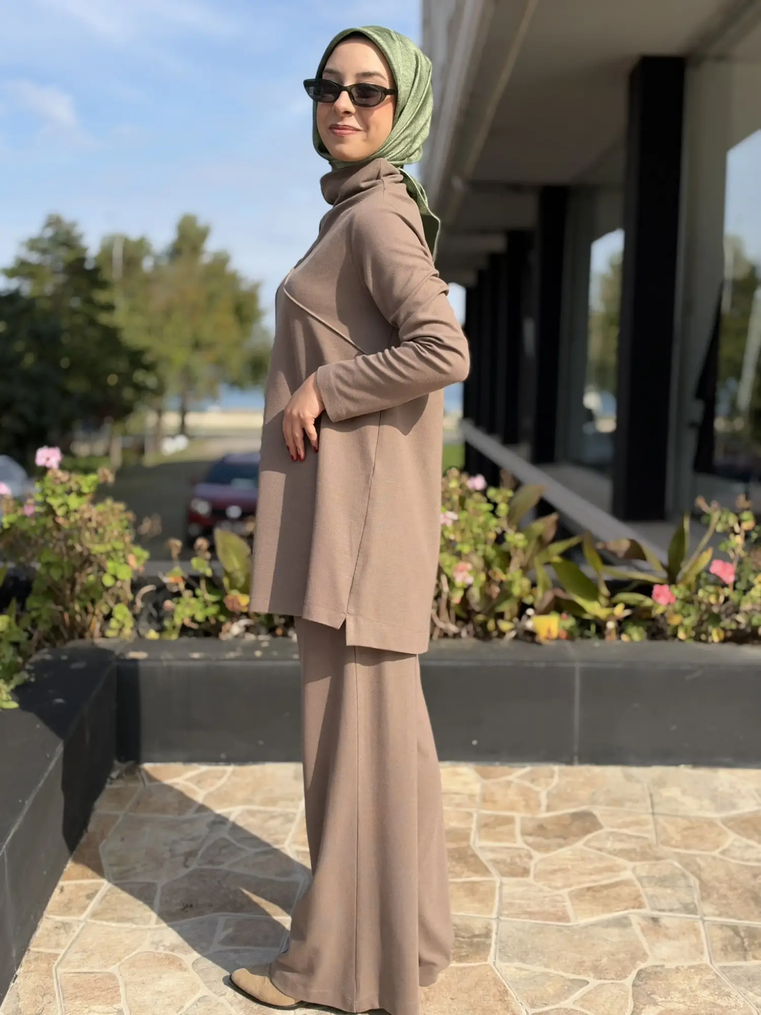 Kahma Dikiş Detaylı Örme Tunik Pantolon Takım