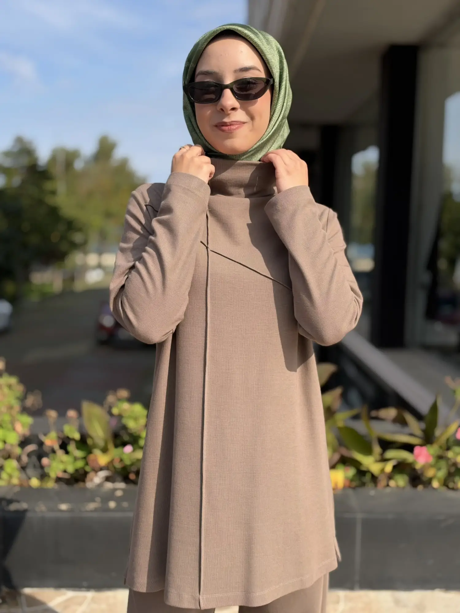 Kahma Dikiş Detaylı Örme Tunik Pantolon Takım