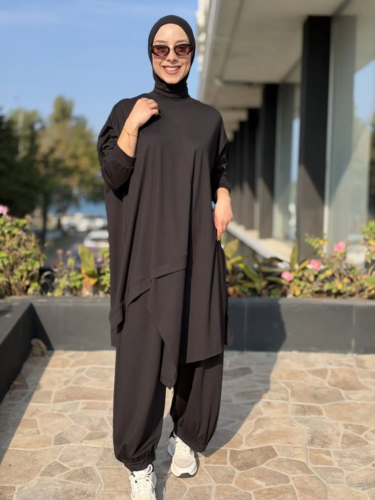 Almarwah Asimetrik Maxi Tunik Şalvar Pantolon Takım 203048