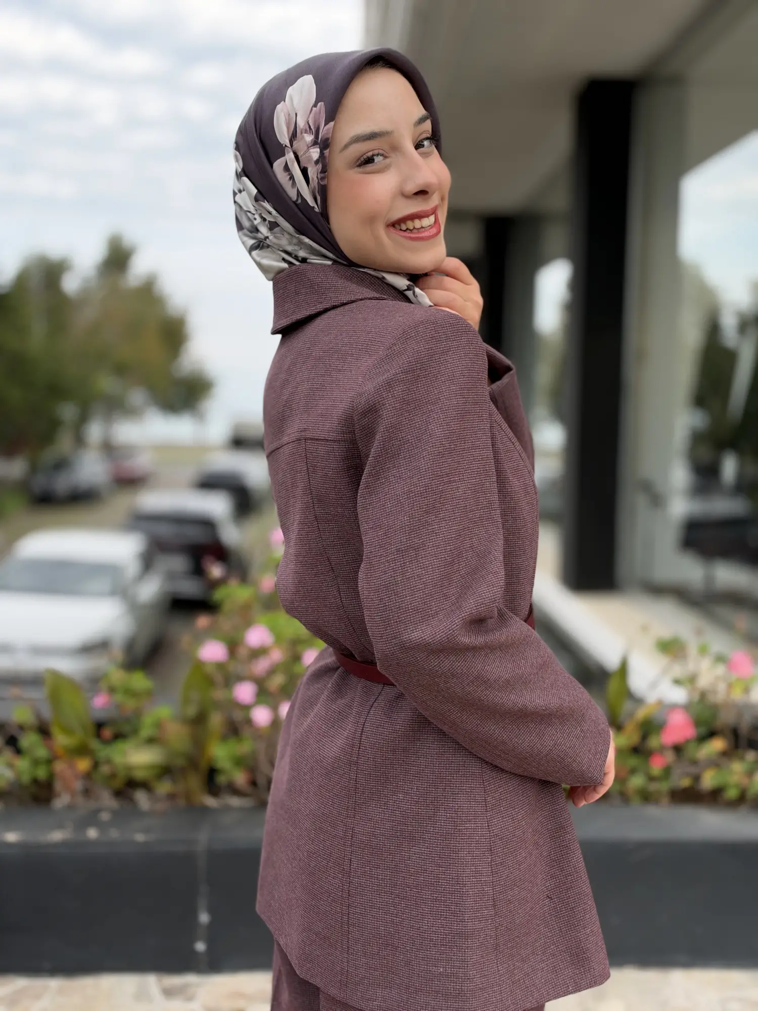 Kahma Kemerli Pitikare Ceket Pantolon Takım