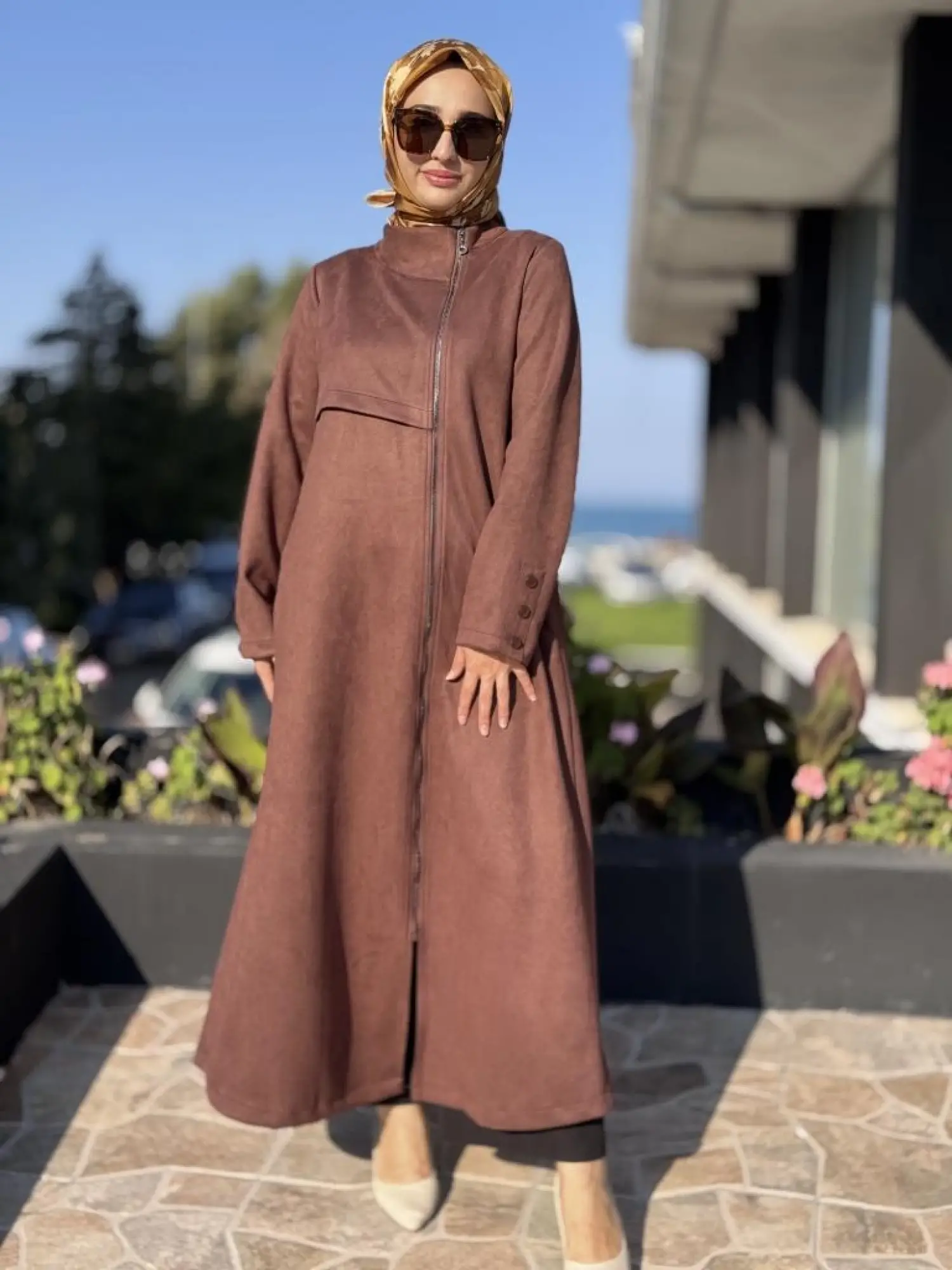 Almarwah Arkası A Pile ve Düğme Detaylı Fermuarlı Nubuk Kap 404997