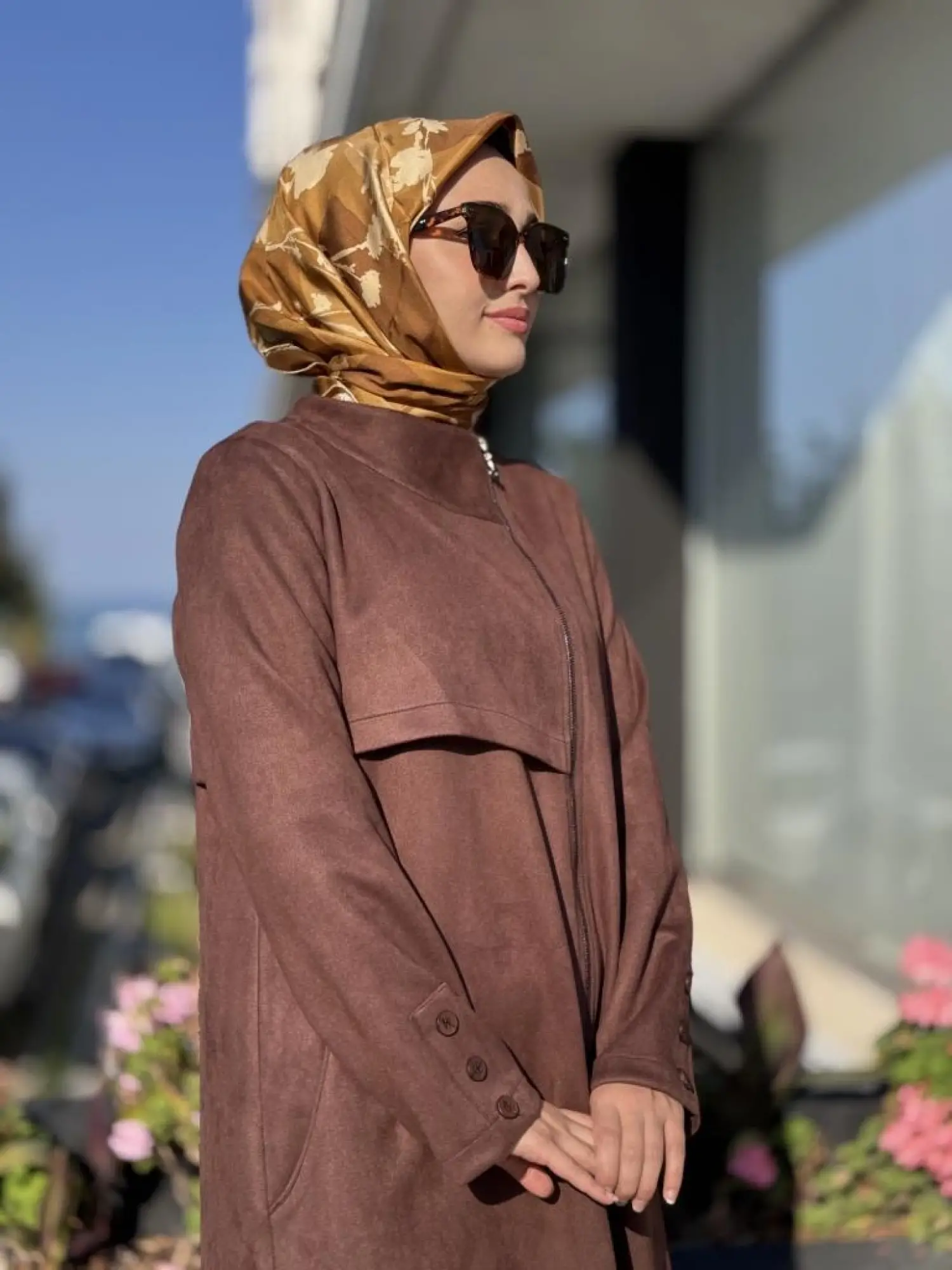 Almarwah Arkası A Pile ve Düğme Detaylı Fermuarlı Nubuk Kap 404997