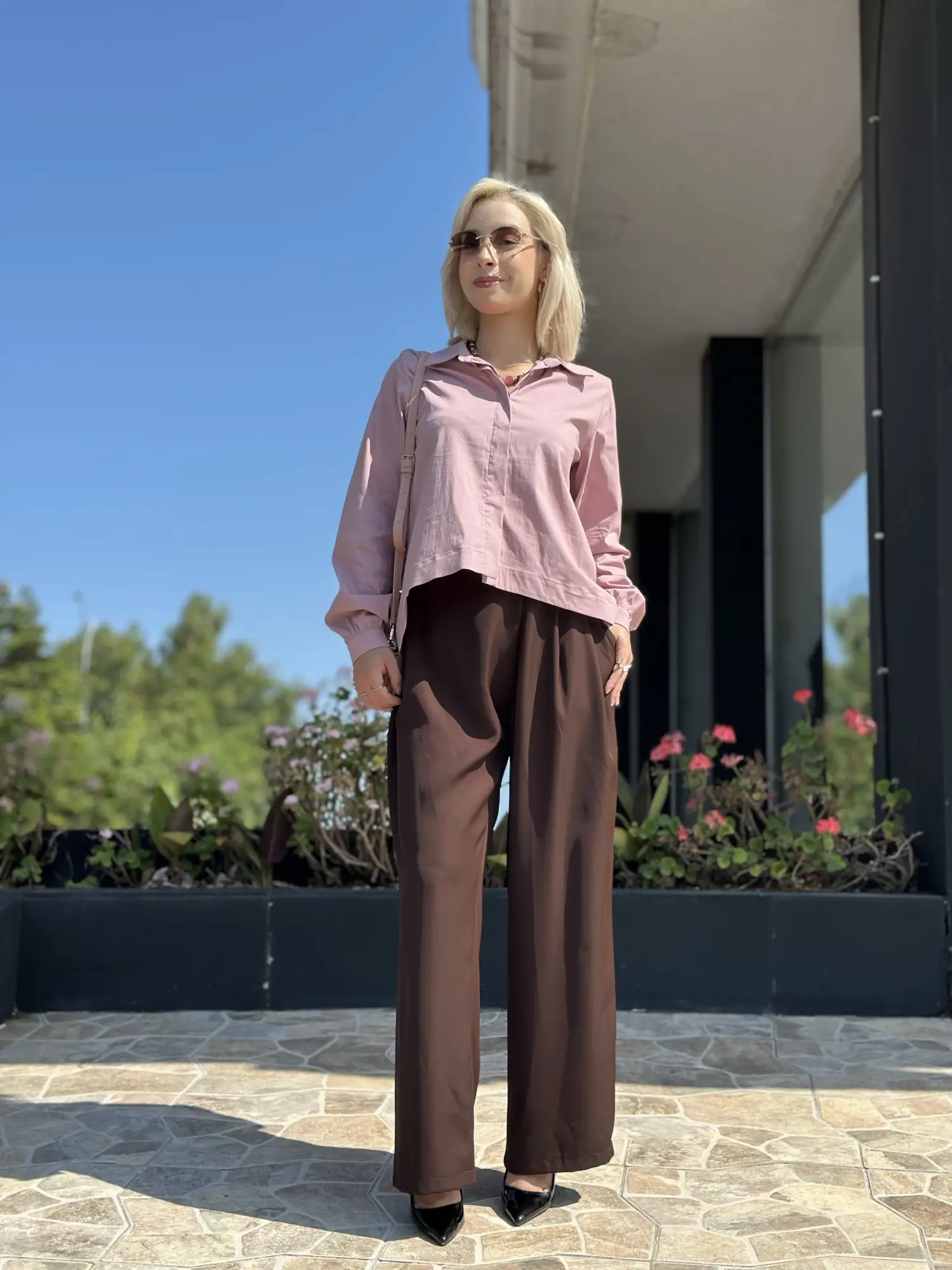 Almarwah Asimetrik Kısa Poplin Gömlek 101027