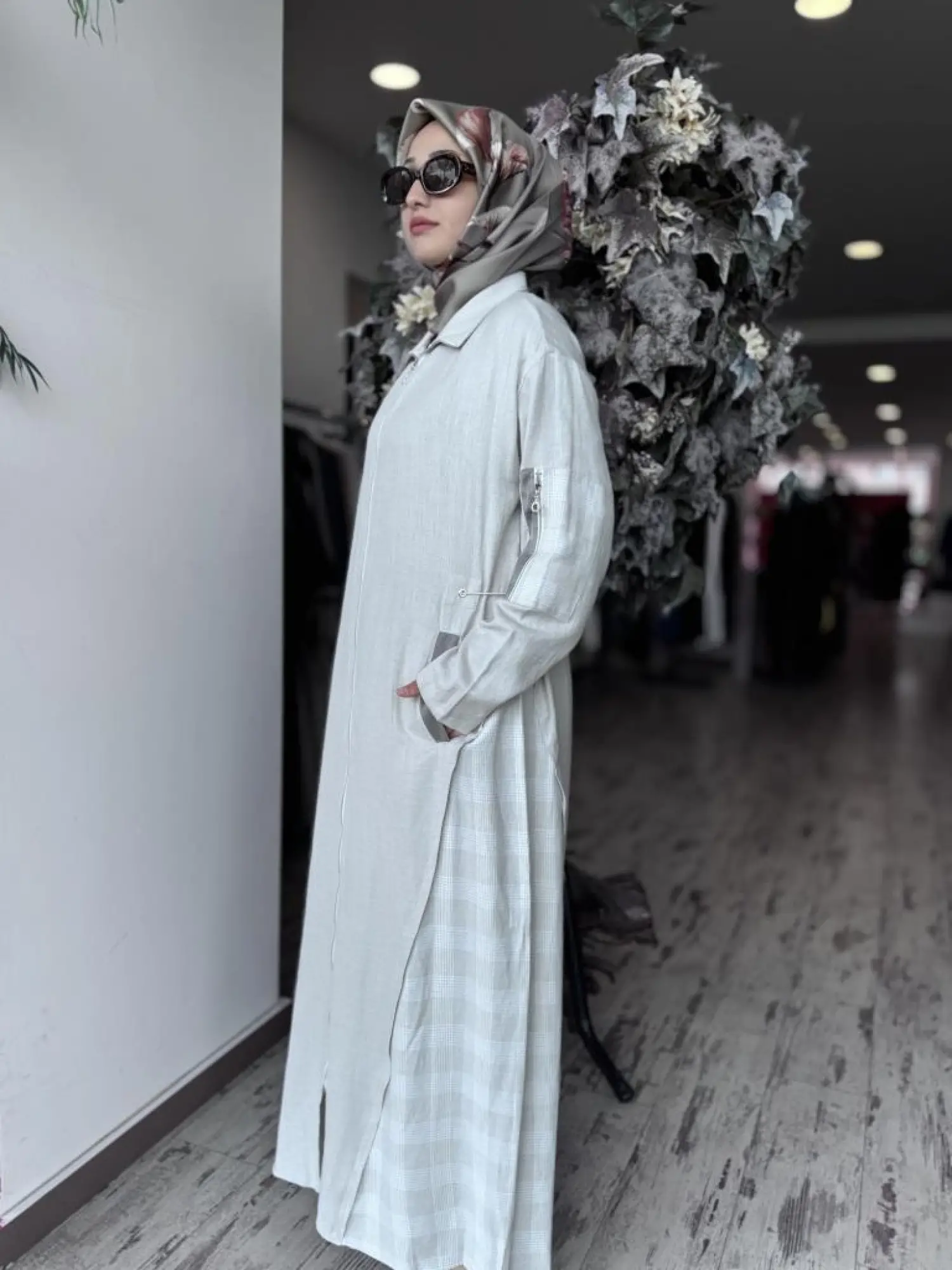 Almarwah Belden Büzgülü Fermuarlı Keten Kap 404941