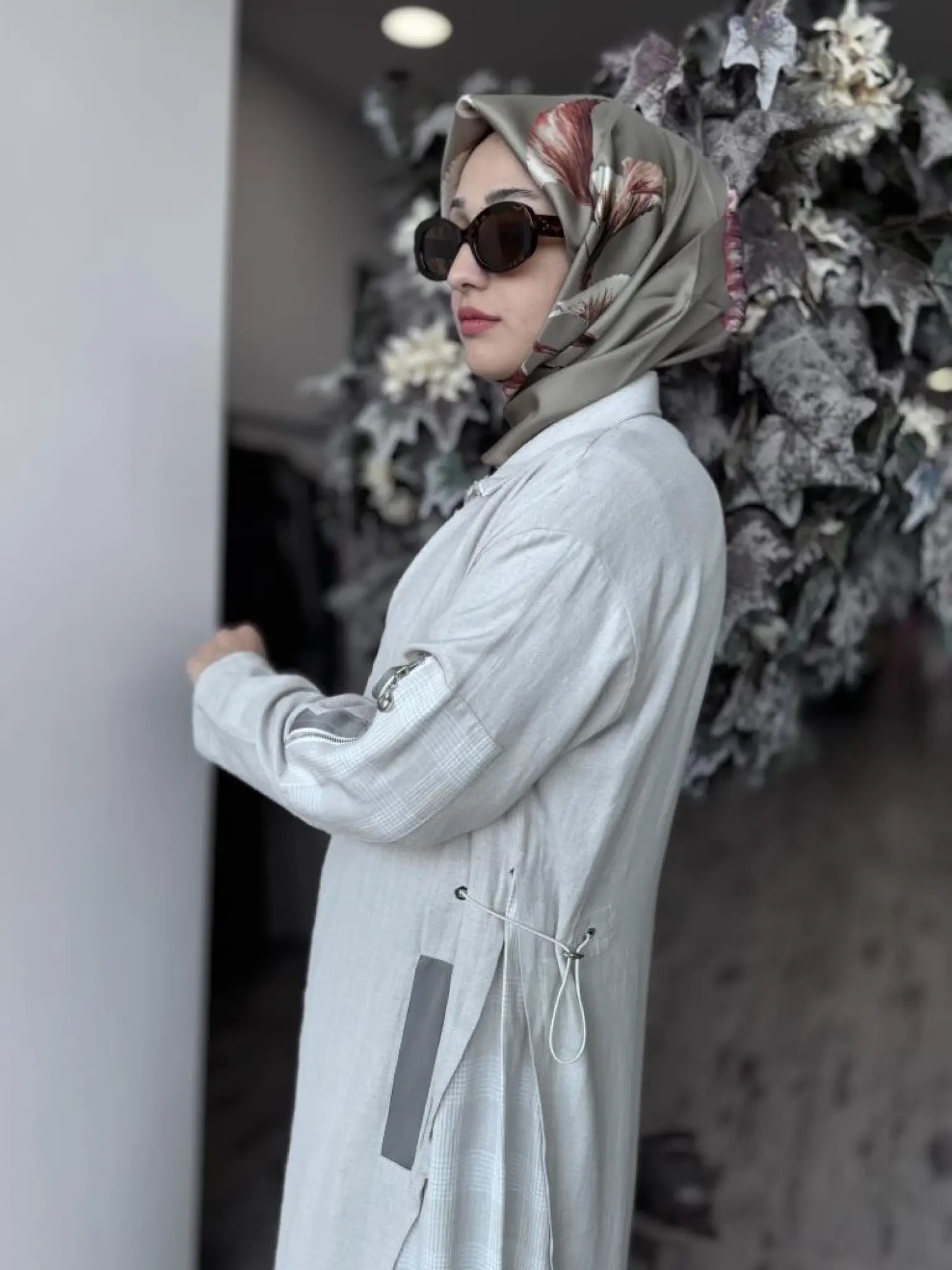 Almarwah Belden Büzgülü Fermuarlı Keten Kap 404941