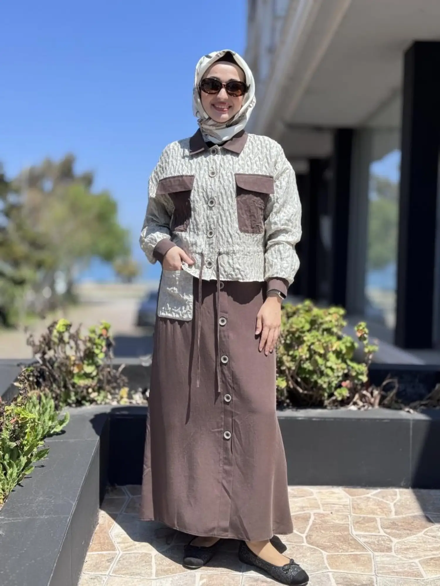 Almarwah Brokar Ceket Tencel Etek Takım 202740