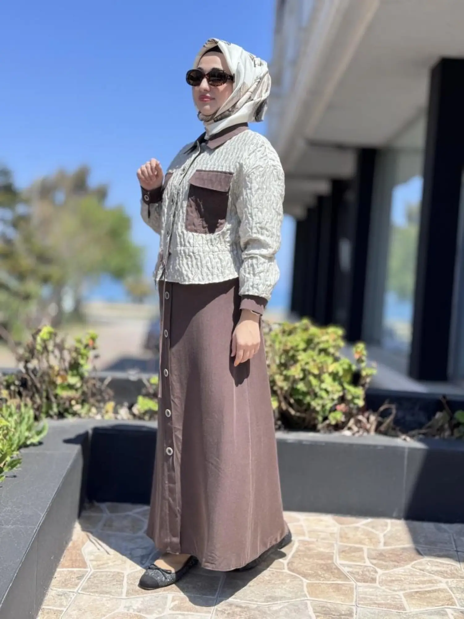 Almarwah Brokar Ceket Tencel Etek Takım 202740