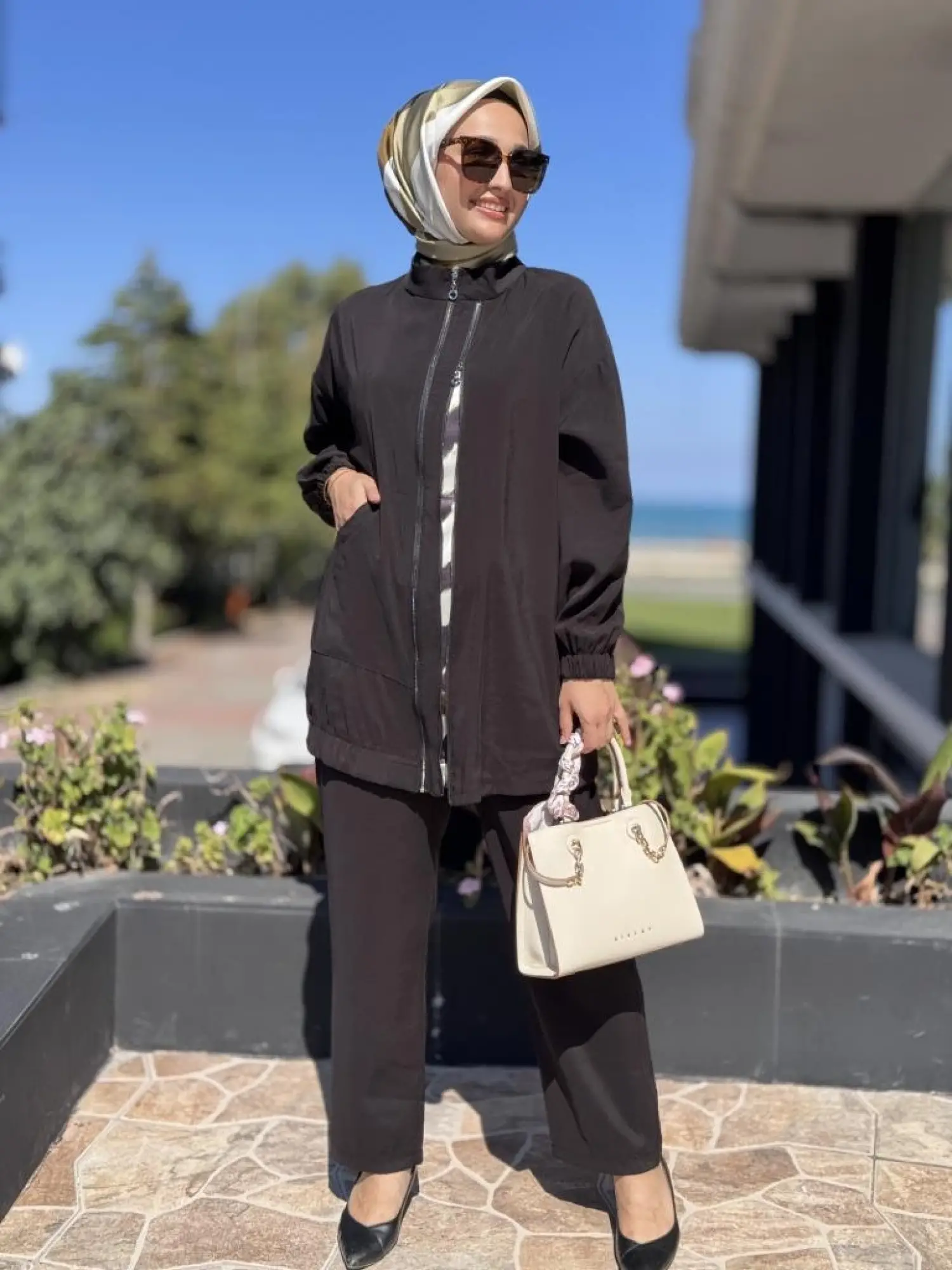 Almarwah Çift Fermuar Detaylı Cepli Kap Pantolon Takım 202894