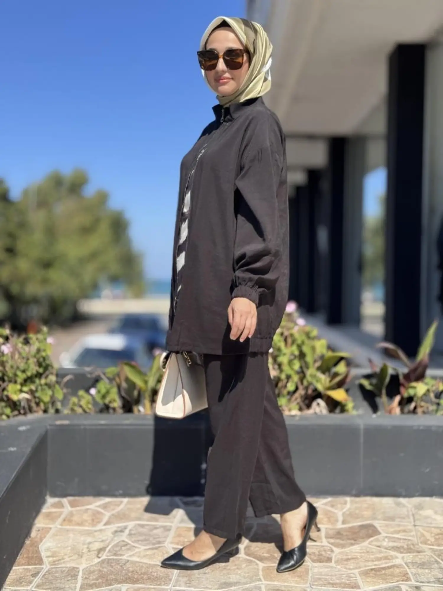 Almarwah Çift Fermuar Detaylı Cepli Kap Pantolon Takım 202894